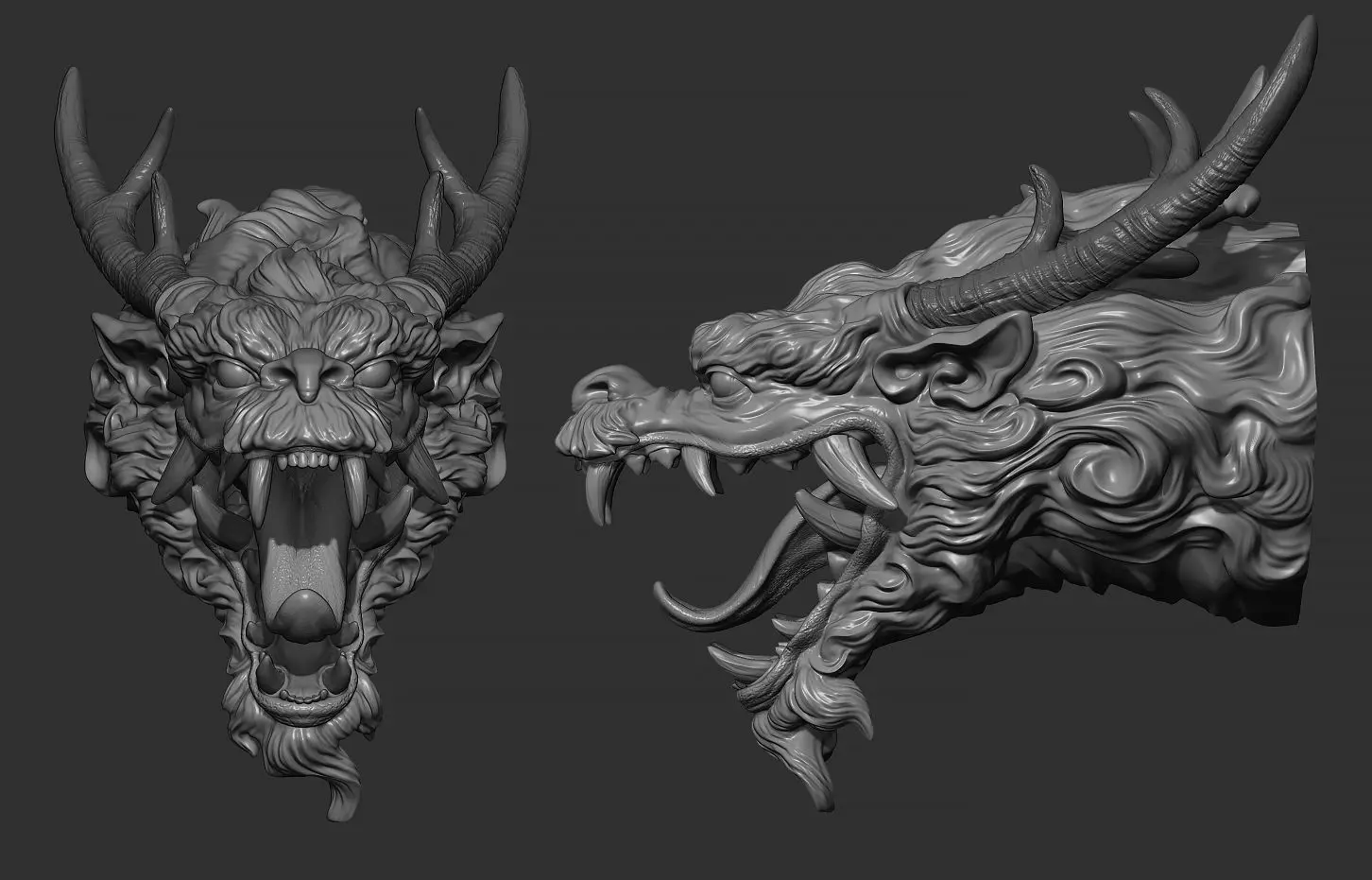 Chinese dragon grin 3D print model_0