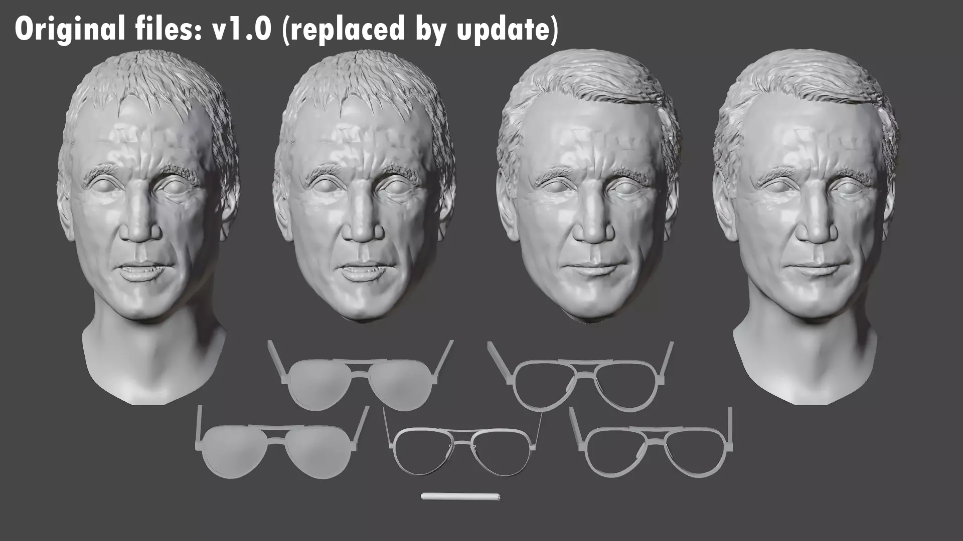 Chief Brody heads for action figures UPDATED for Sixth scale 3D print model_6