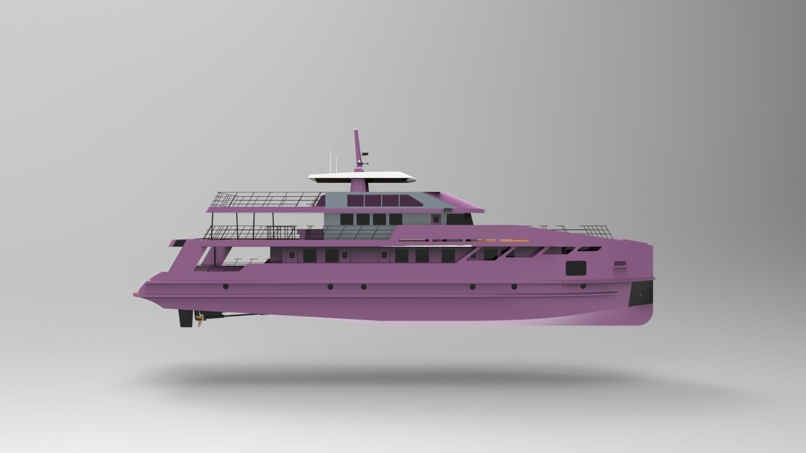 Pink yacht 3D model_1