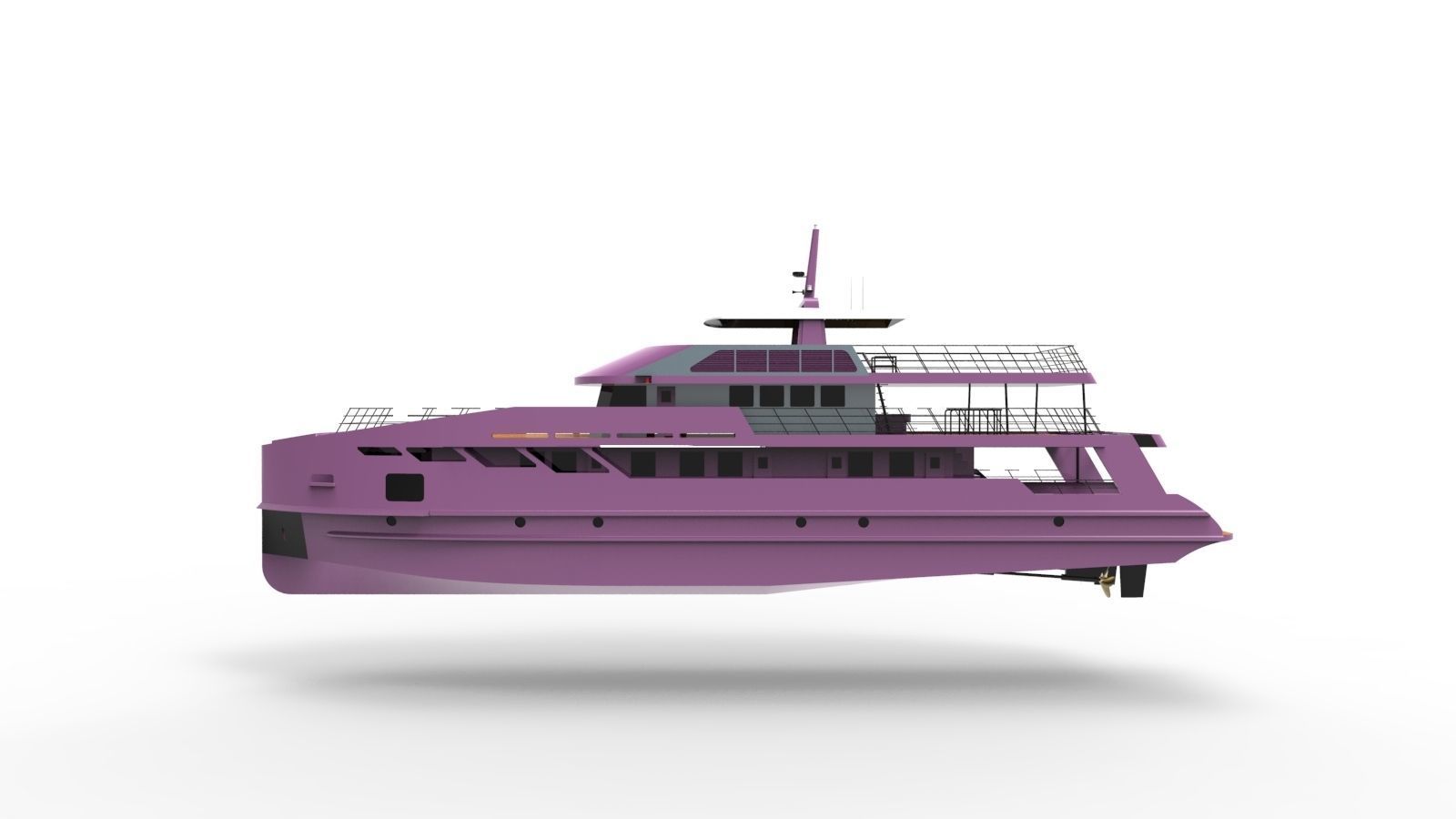 Pink yacht 3D model_2