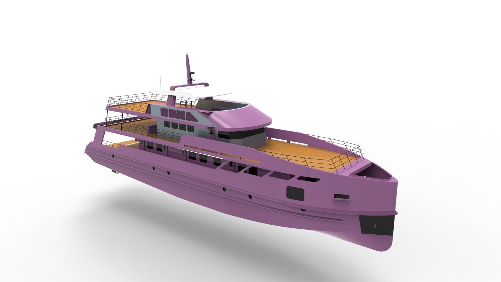 Pink yacht 3D model_4