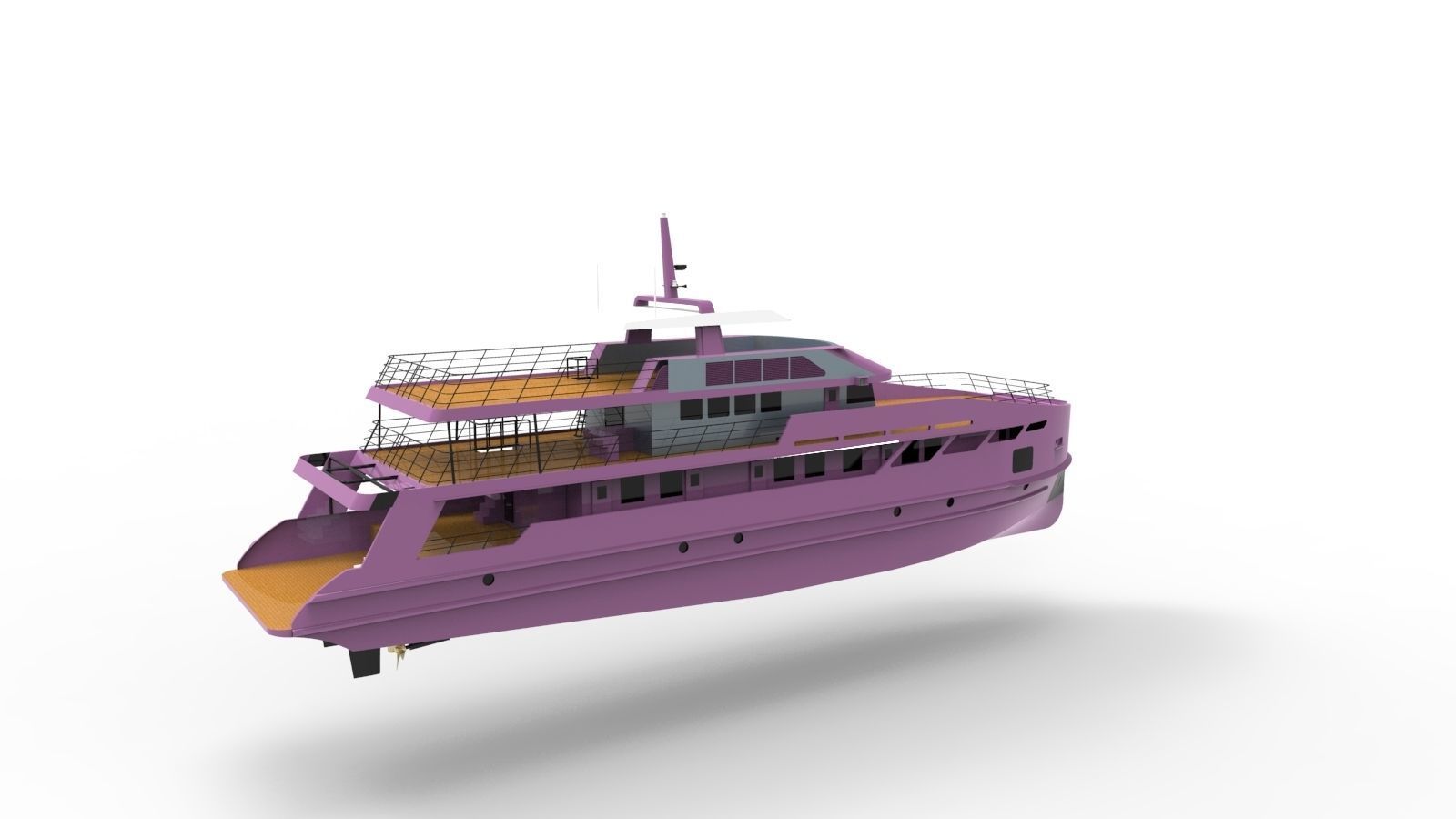 Pink yacht 3D model_3