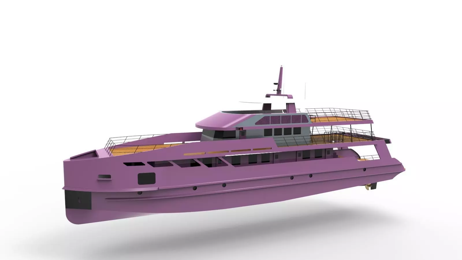 Pink yacht 3D model_0