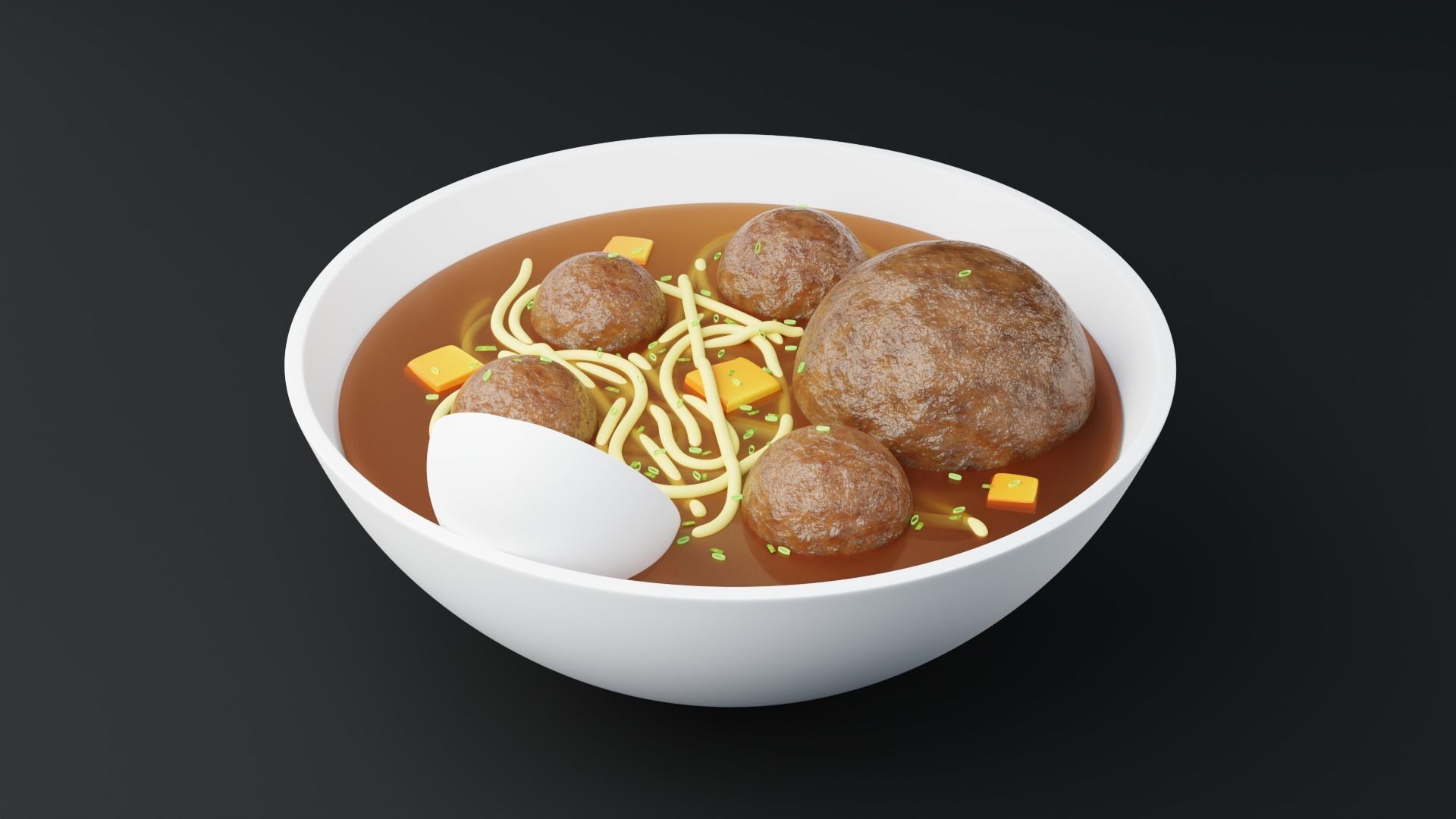 One Serving of Noodle Meatball 3D model_6