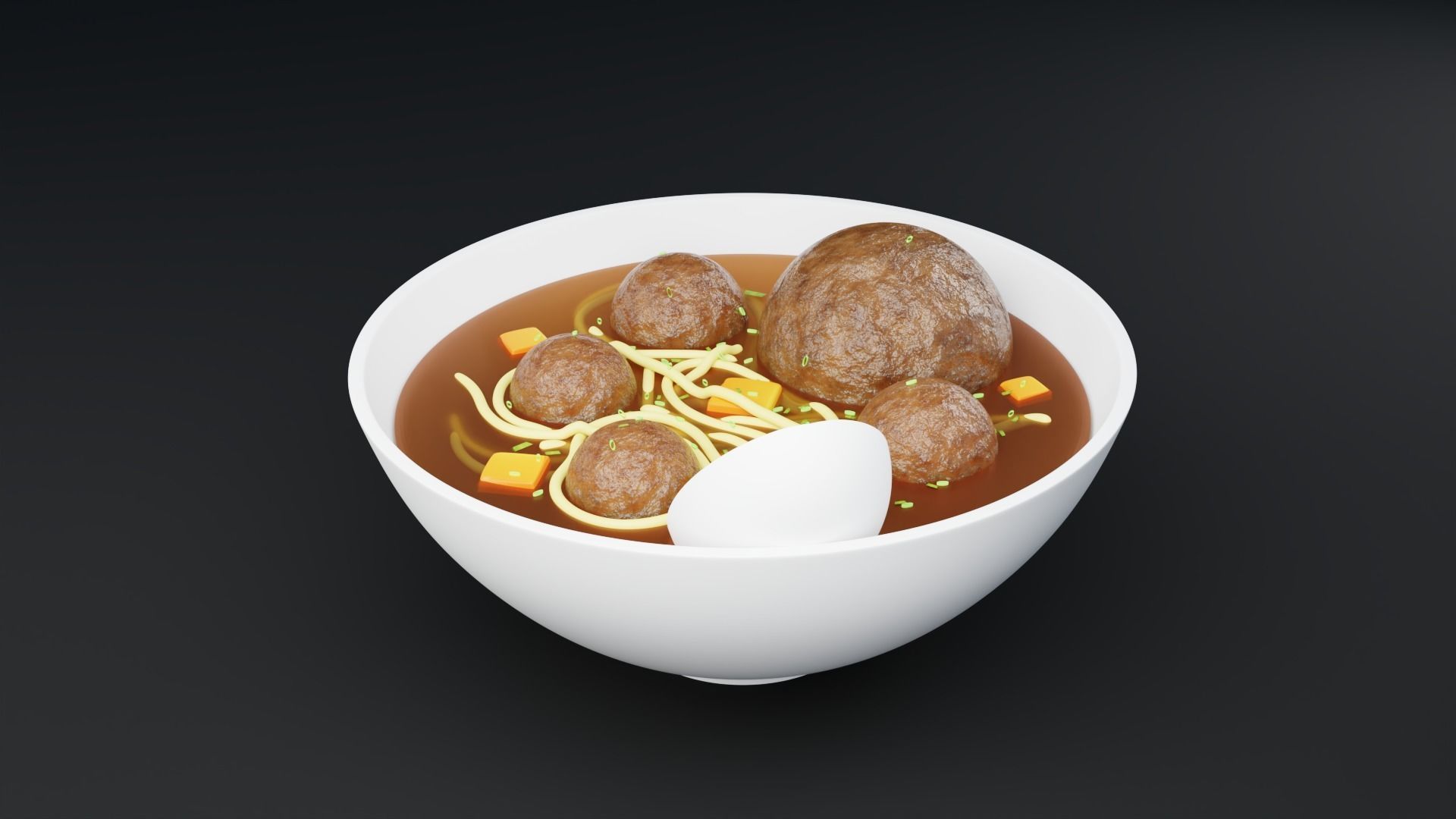 One Serving of Noodle Meatball 3D model_7