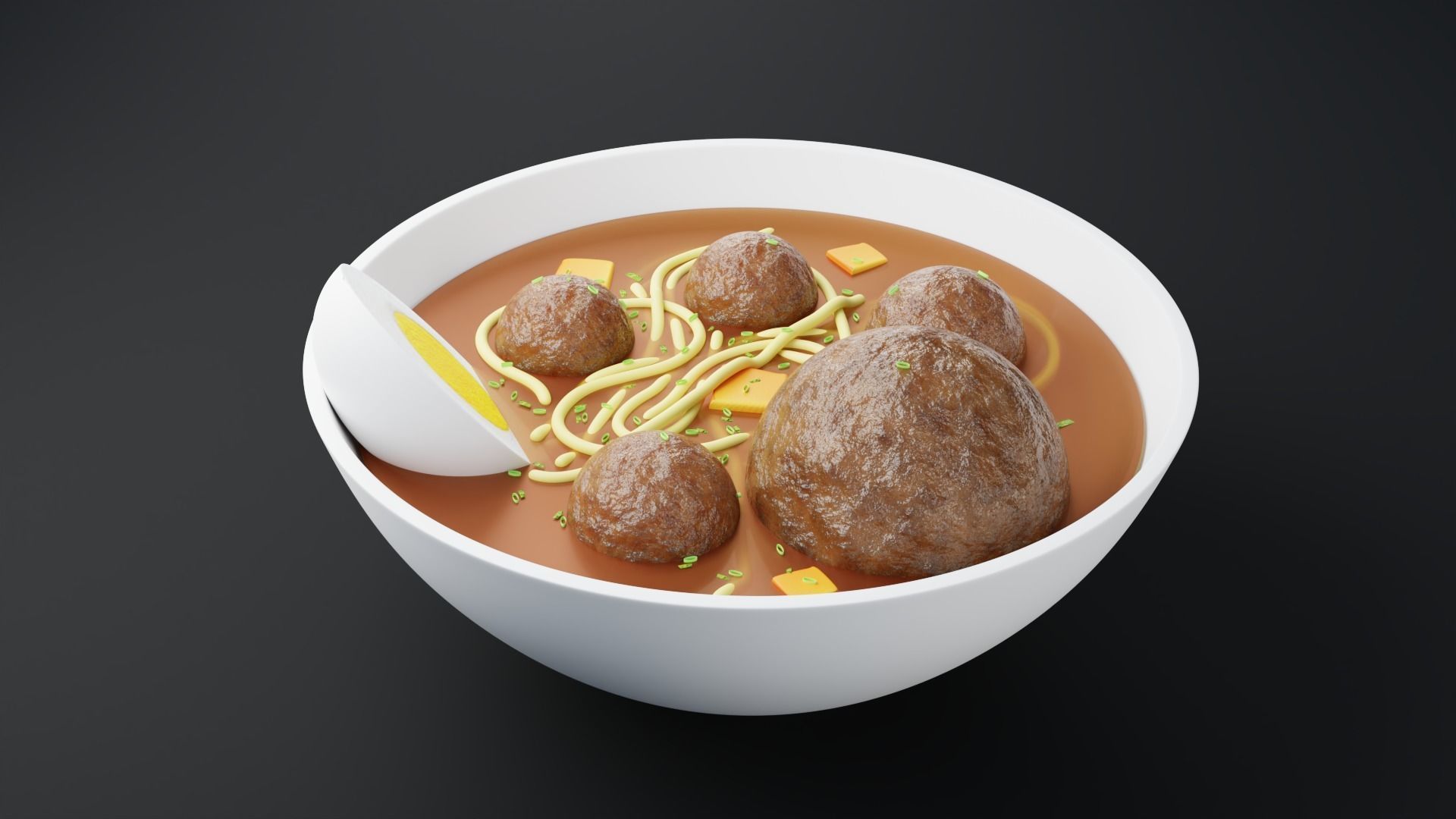 One Serving of Noodle Meatball 3D model_5