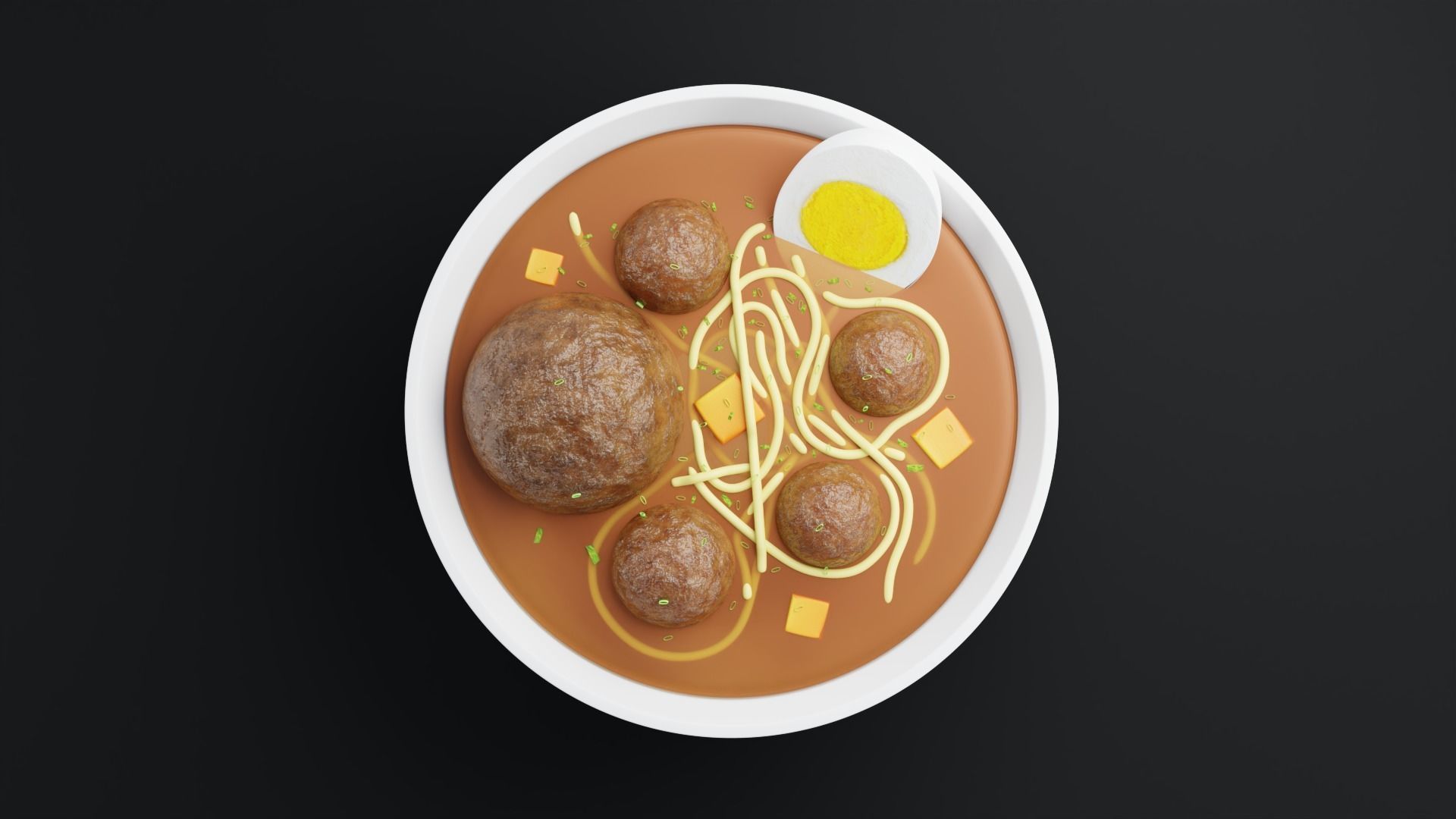 One Serving of Noodle Meatball 3D model_8