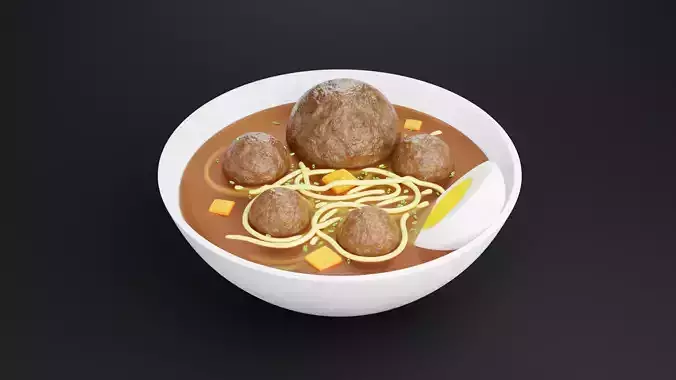 One Serving of Noodle Meatball  3D model