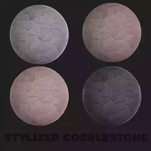 4 Stylized Seamless PBR Cobblestone Texture