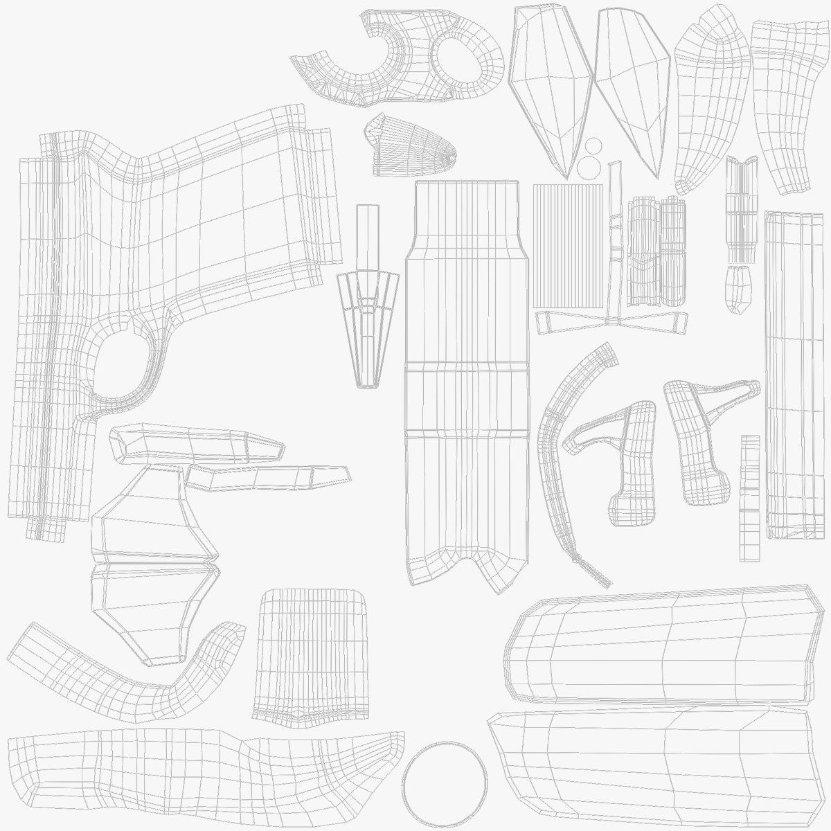 Gun Colt Low-poly 3D model_6