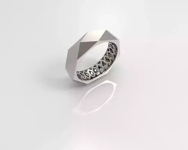 Rhombus facet Wedding band in several sizes