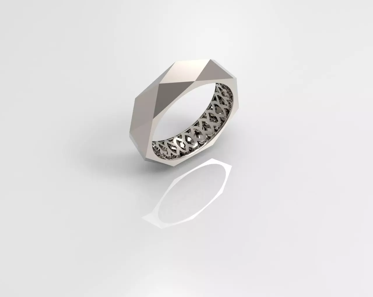 Rhombus facet Wedding band in several sizes 3D print model