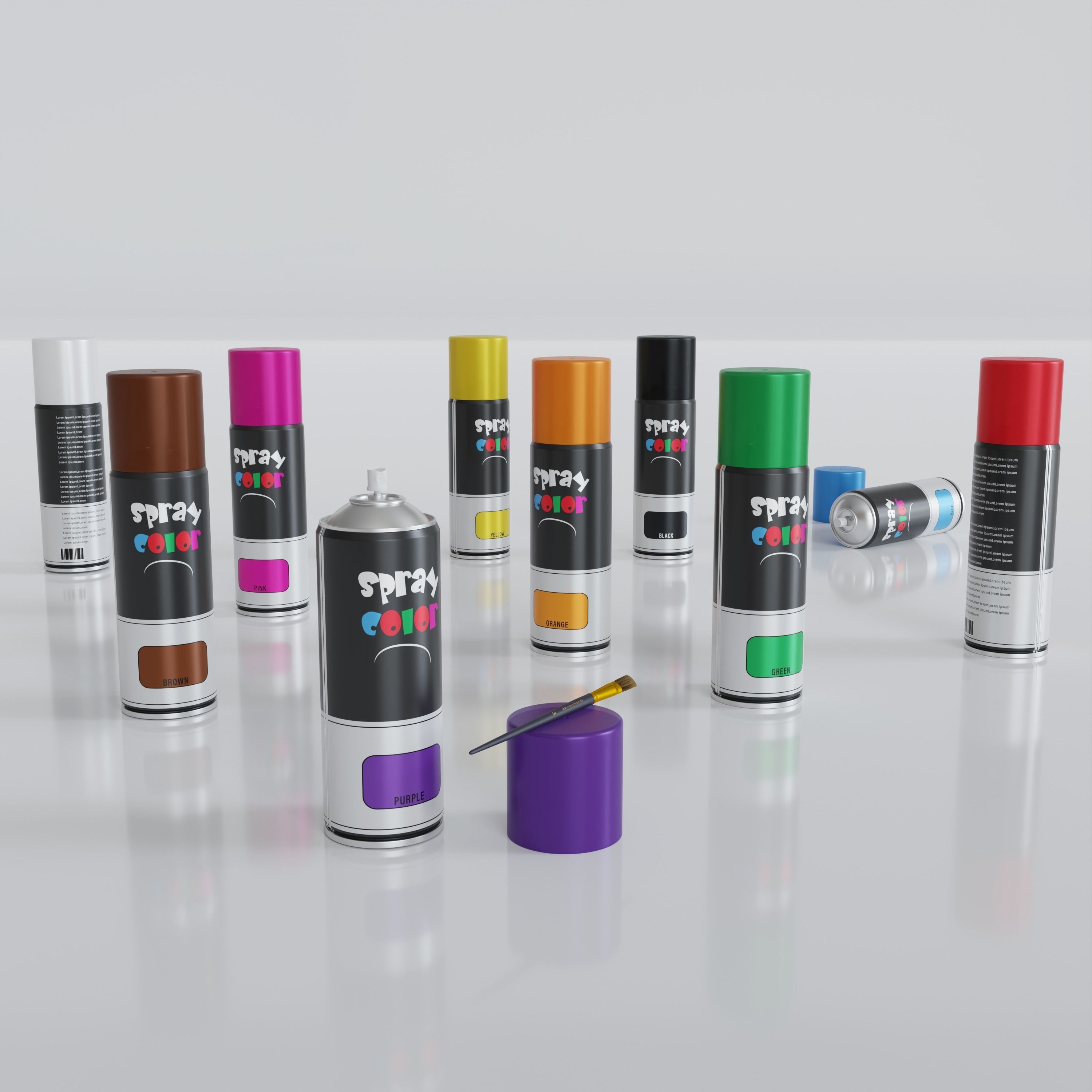 Paint Spray Bottle Colors 3D model_8