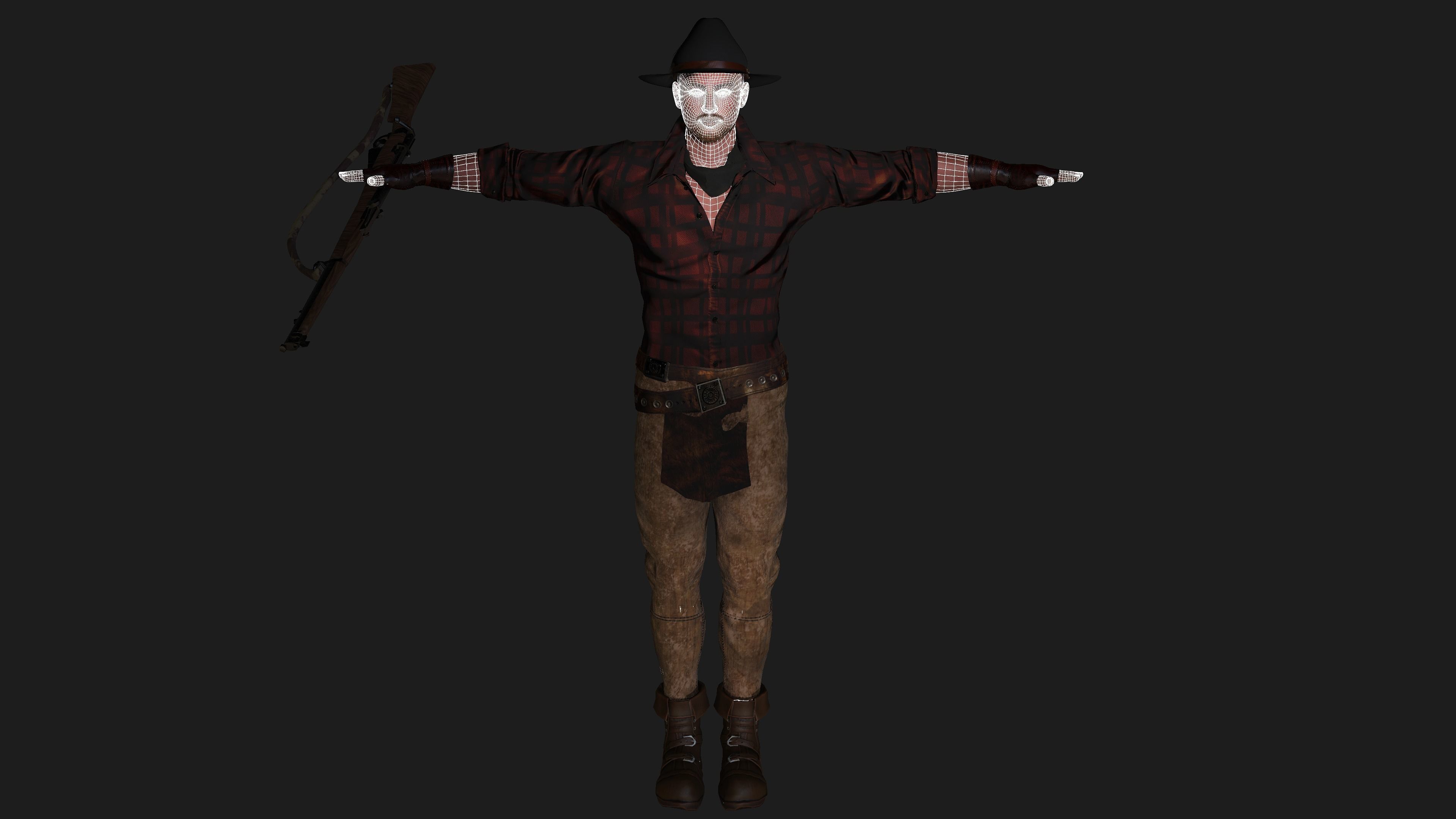 AAA 3D REALISTIC COWBOY CHARACTER 01 - GAME READY RIGGED Low-poly 3D model_20