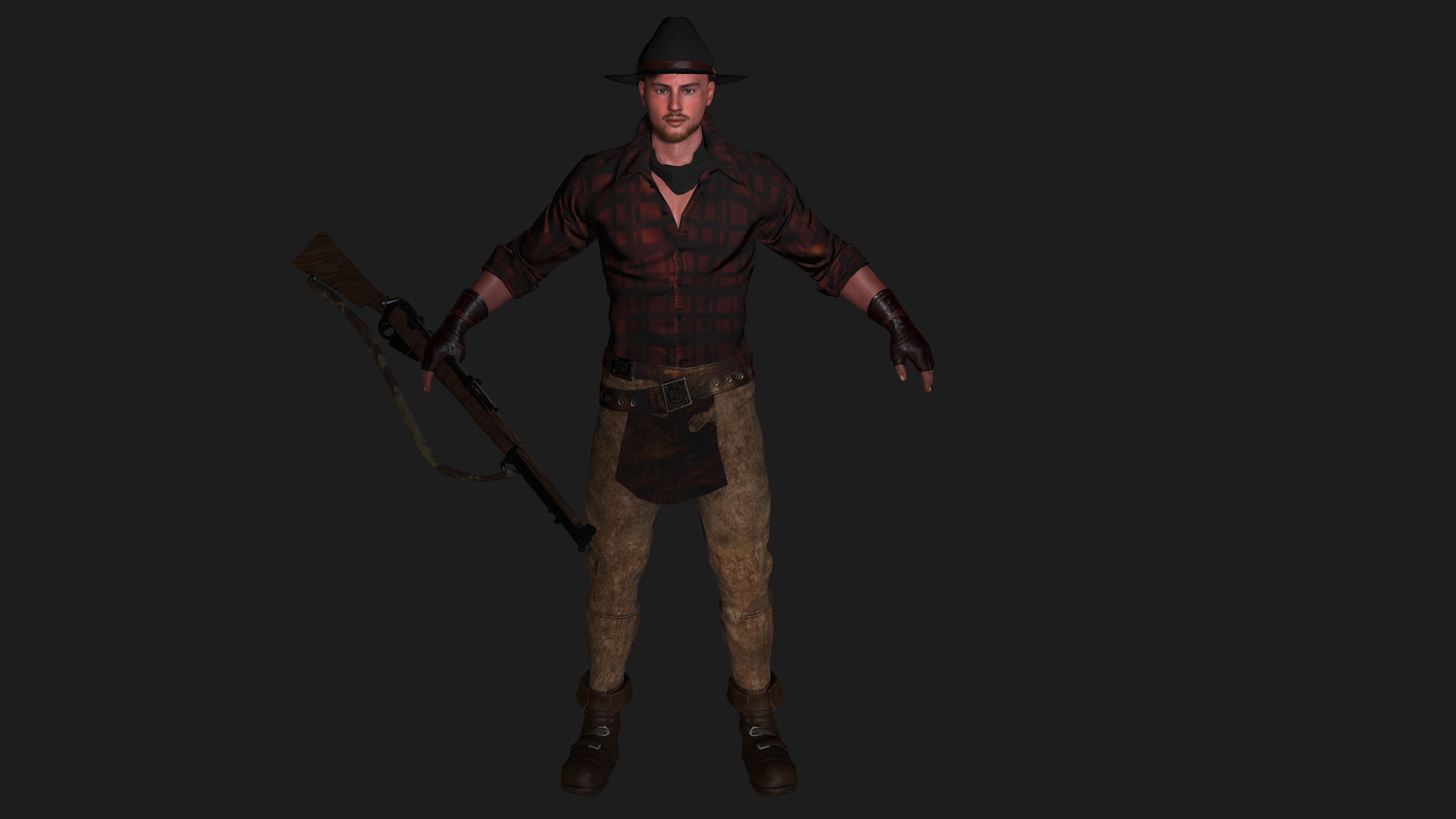 AAA 3D REALISTIC COWBOY CHARACTER 01 - GAME READY RIGGED Low-poly 3D model_1
