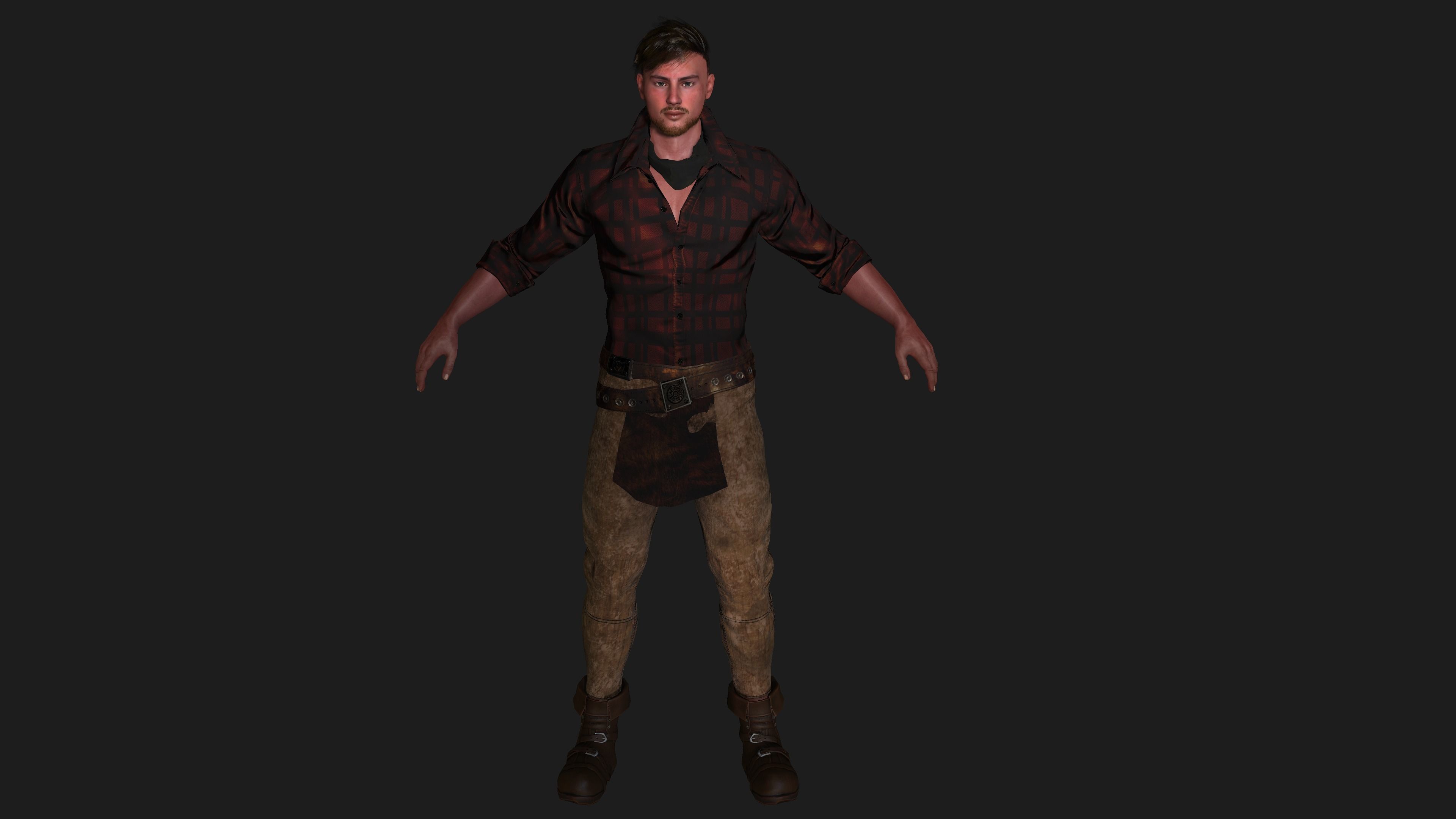 AAA 3D REALISTIC COWBOY CHARACTER 01 - GAME READY RIGGED Low-poly 3D model_7