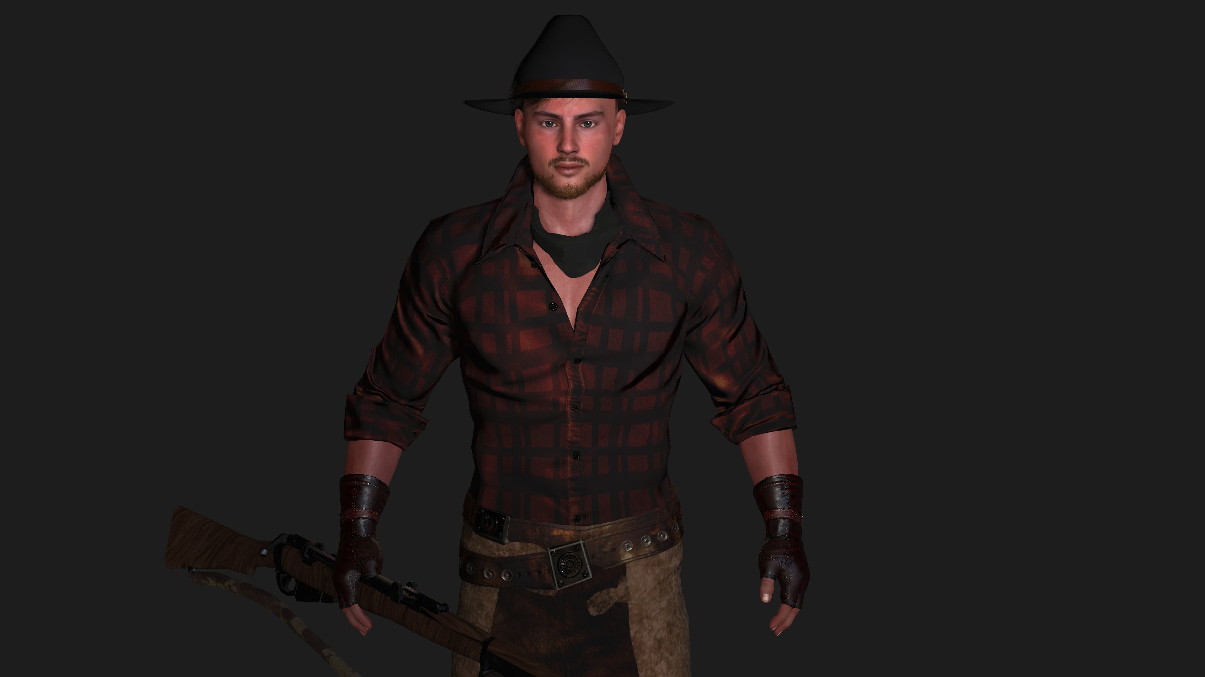 AAA 3D REALISTIC COWBOY CHARACTER 01 - GAME READY RIGGED Low-poly 3D model_14