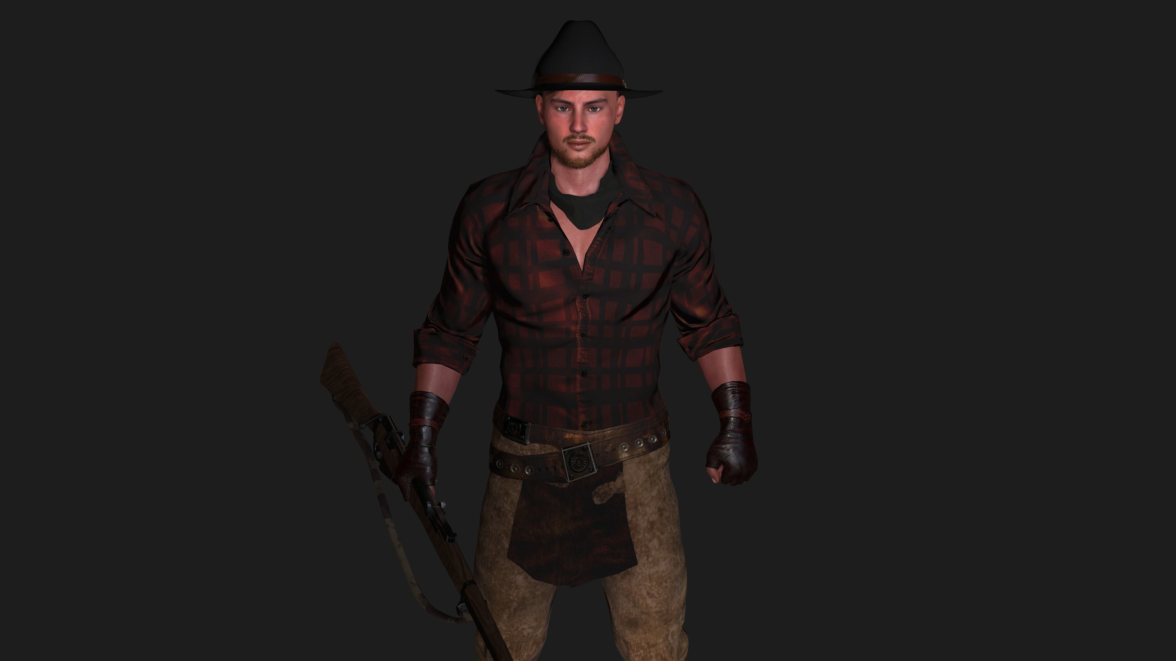 AAA 3D REALISTIC COWBOY CHARACTER 01 - GAME READY RIGGED Low-poly 3D model_3