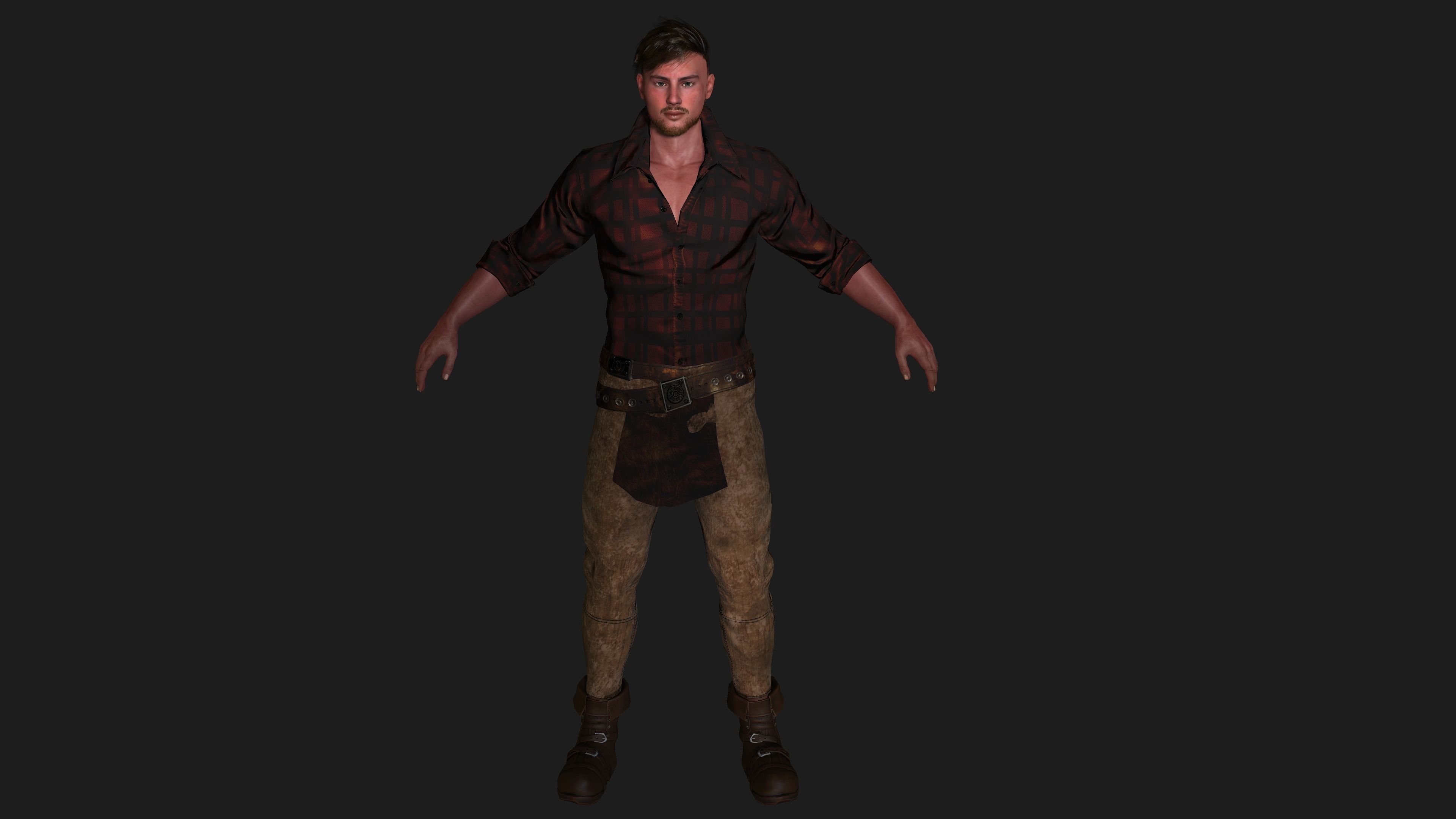 AAA 3D REALISTIC COWBOY CHARACTER 01 - GAME READY RIGGED Low-poly 3D model_8