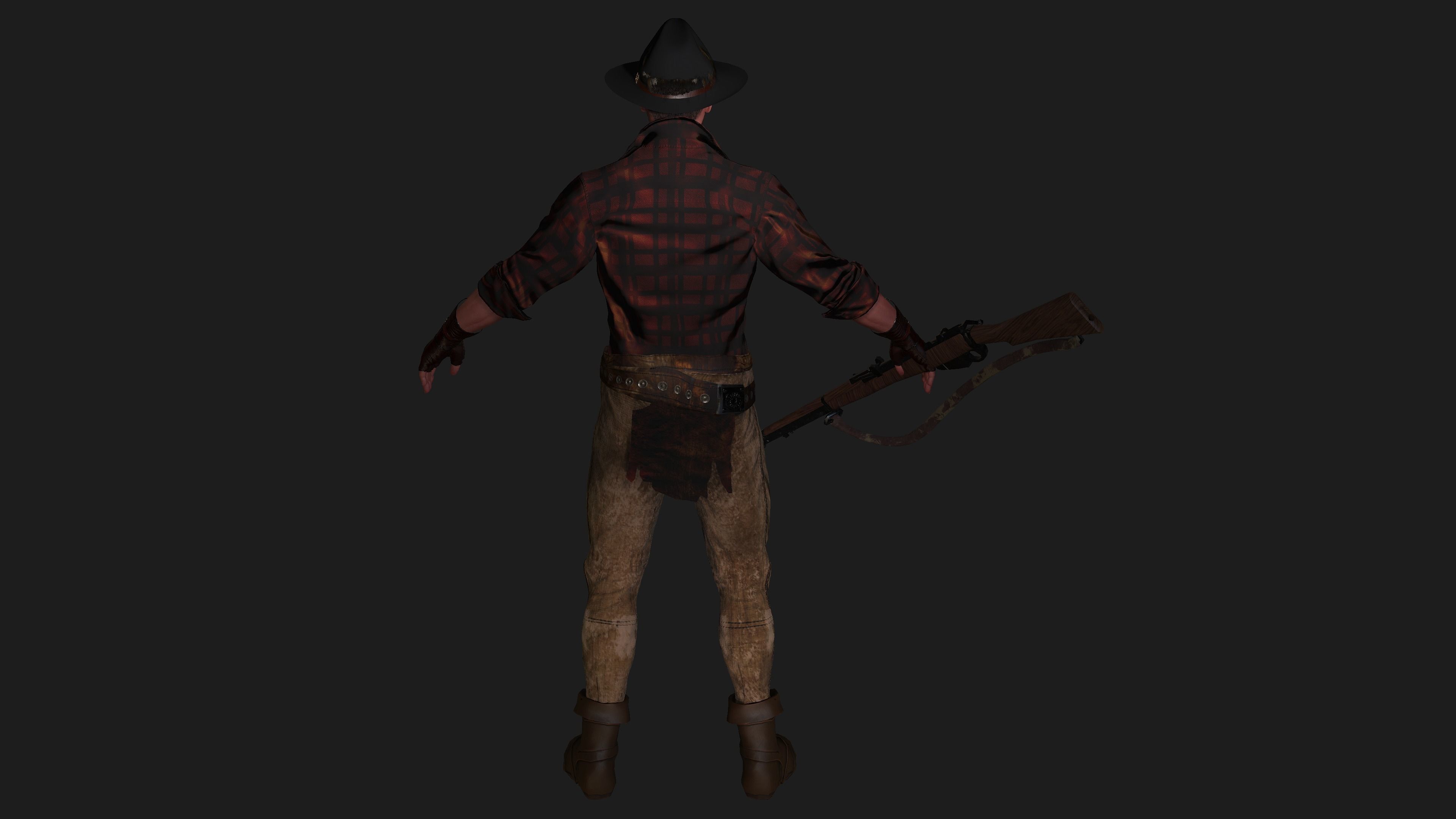 AAA 3D REALISTIC COWBOY CHARACTER 01 - GAME READY RIGGED Low-poly 3D model_10