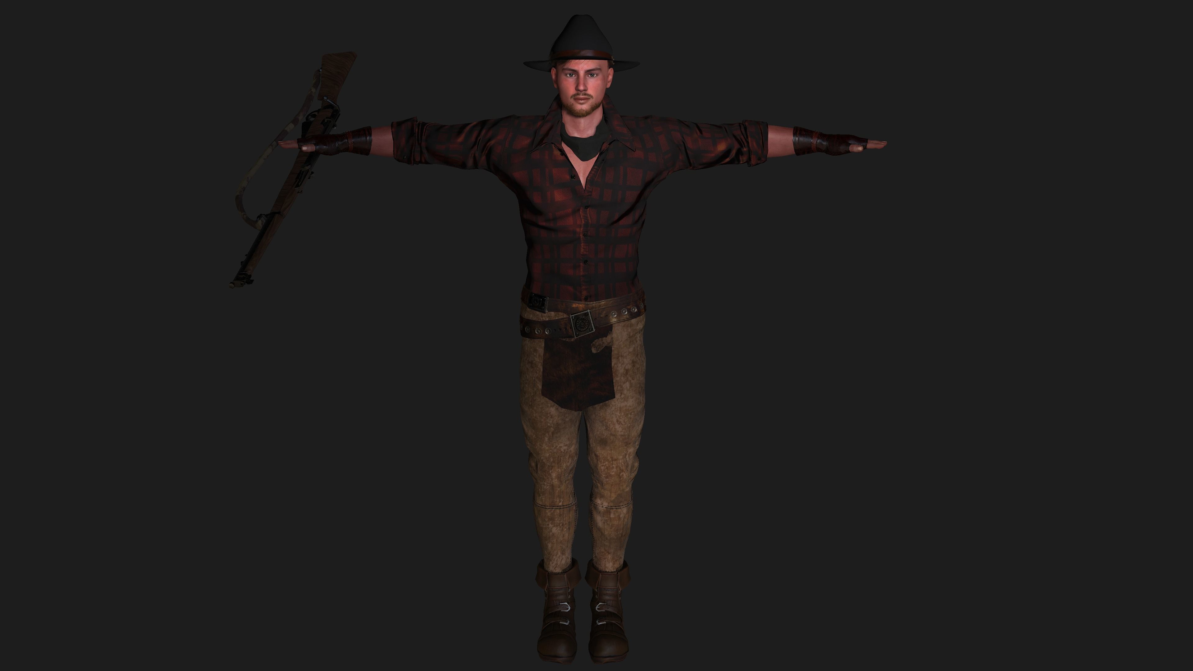 AAA 3D REALISTIC COWBOY CHARACTER 01 - GAME READY RIGGED Low-poly 3D model_18