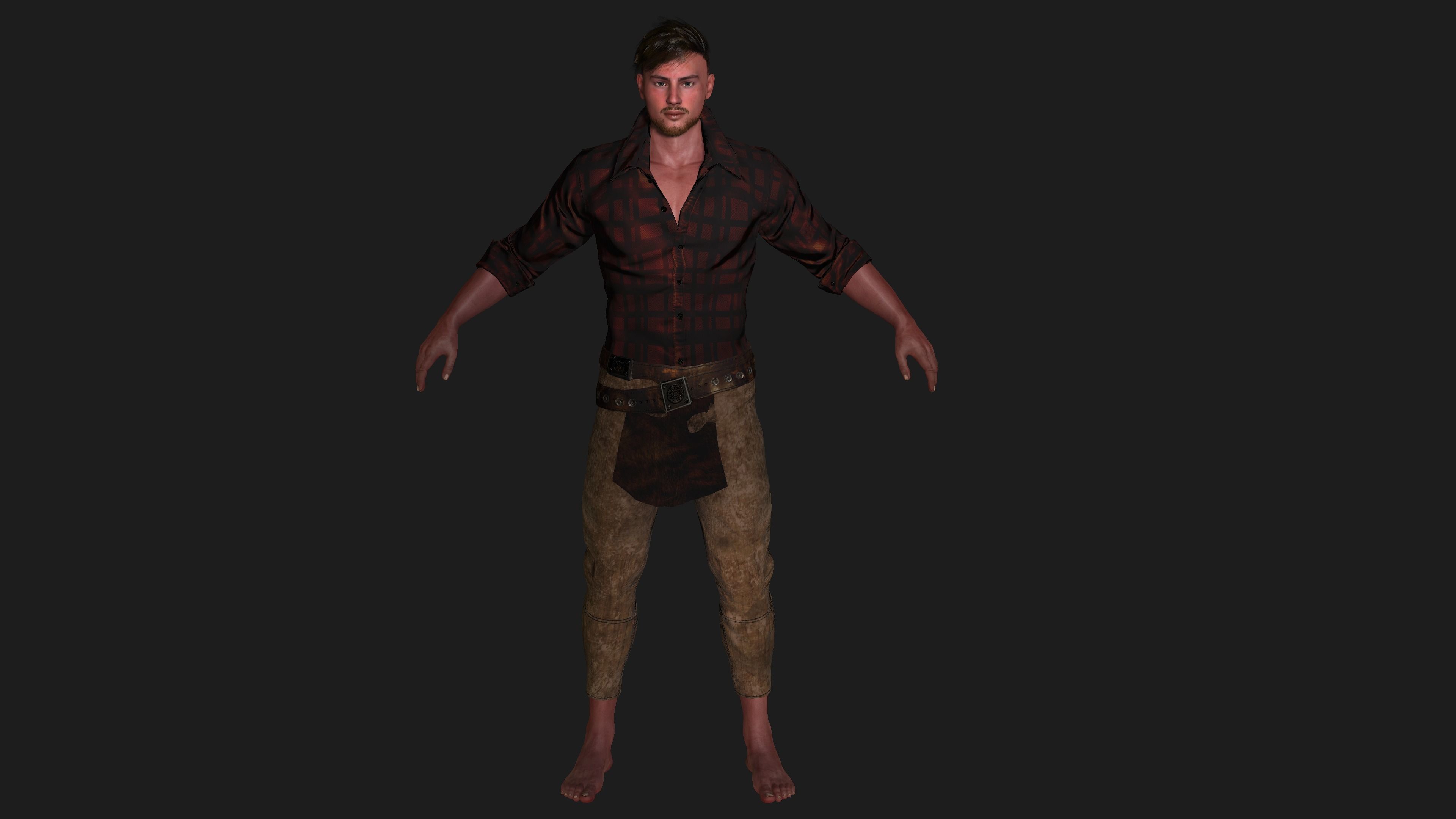 AAA 3D REALISTIC COWBOY CHARACTER 01 - GAME READY RIGGED Low-poly 3D model_9