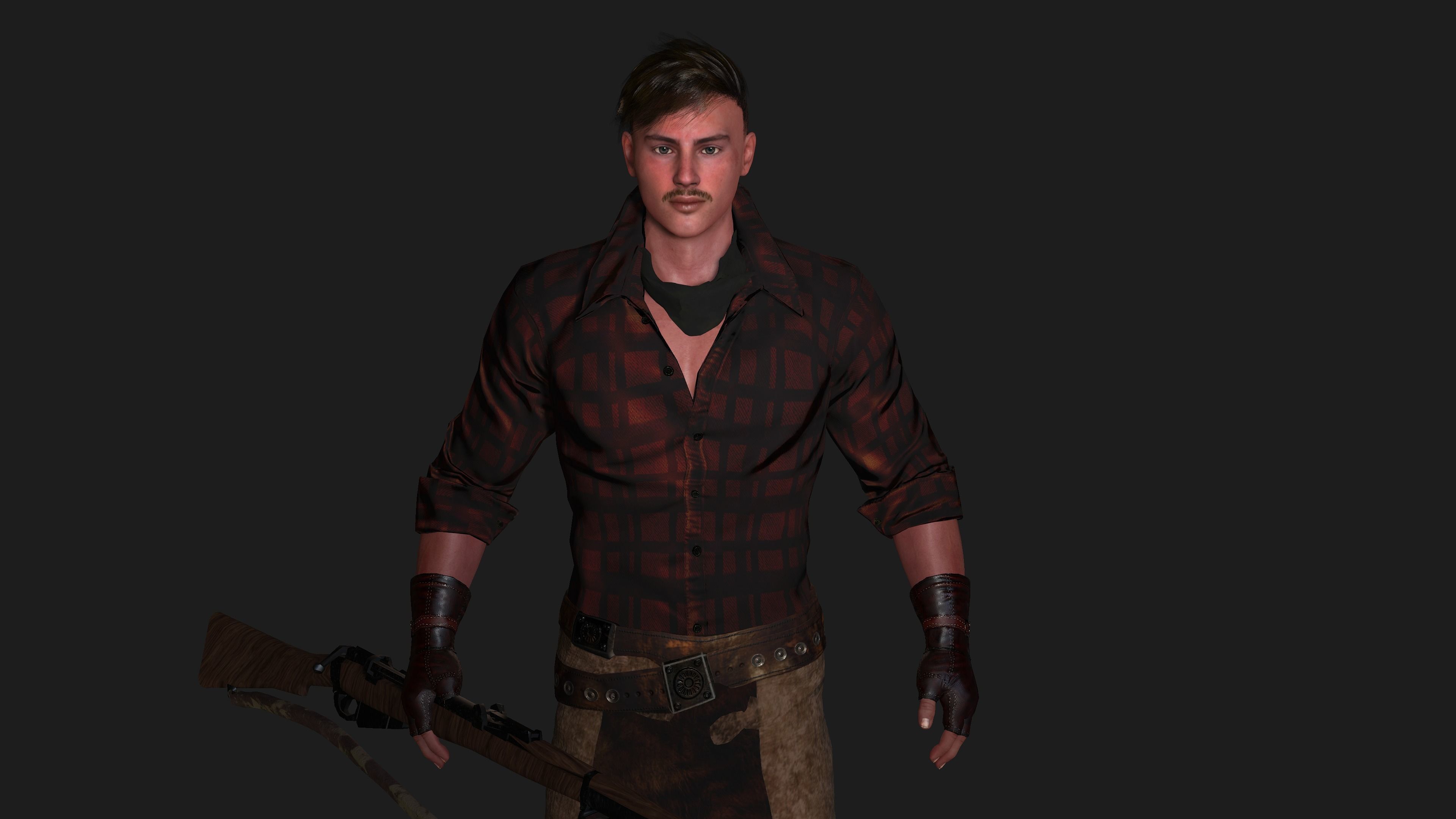 AAA 3D REALISTIC COWBOY CHARACTER 01 - GAME READY RIGGED Low-poly 3D model_16