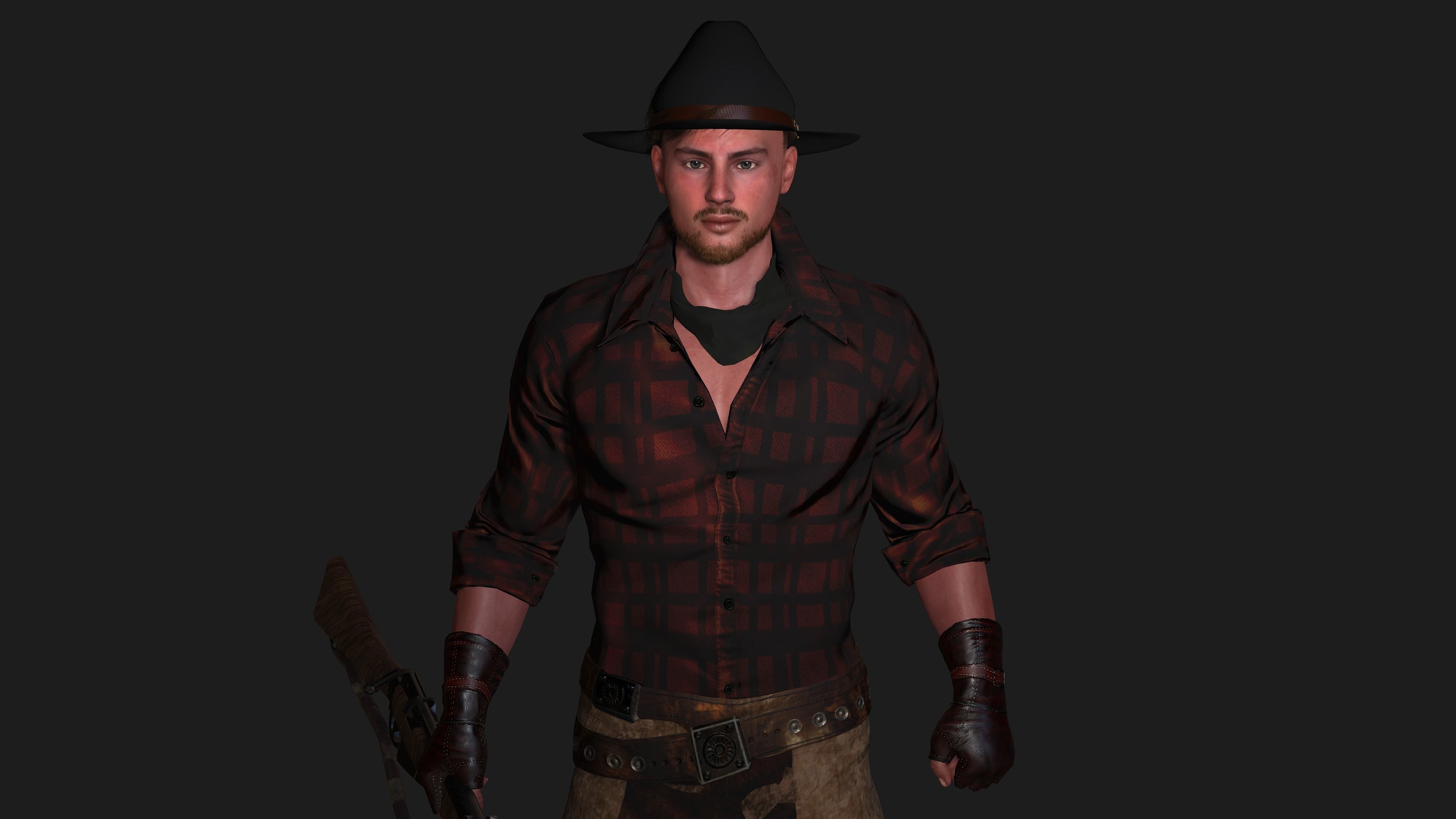 AAA 3D REALISTIC COWBOY CHARACTER 01 - GAME READY RIGGED Low-poly 3D model_4