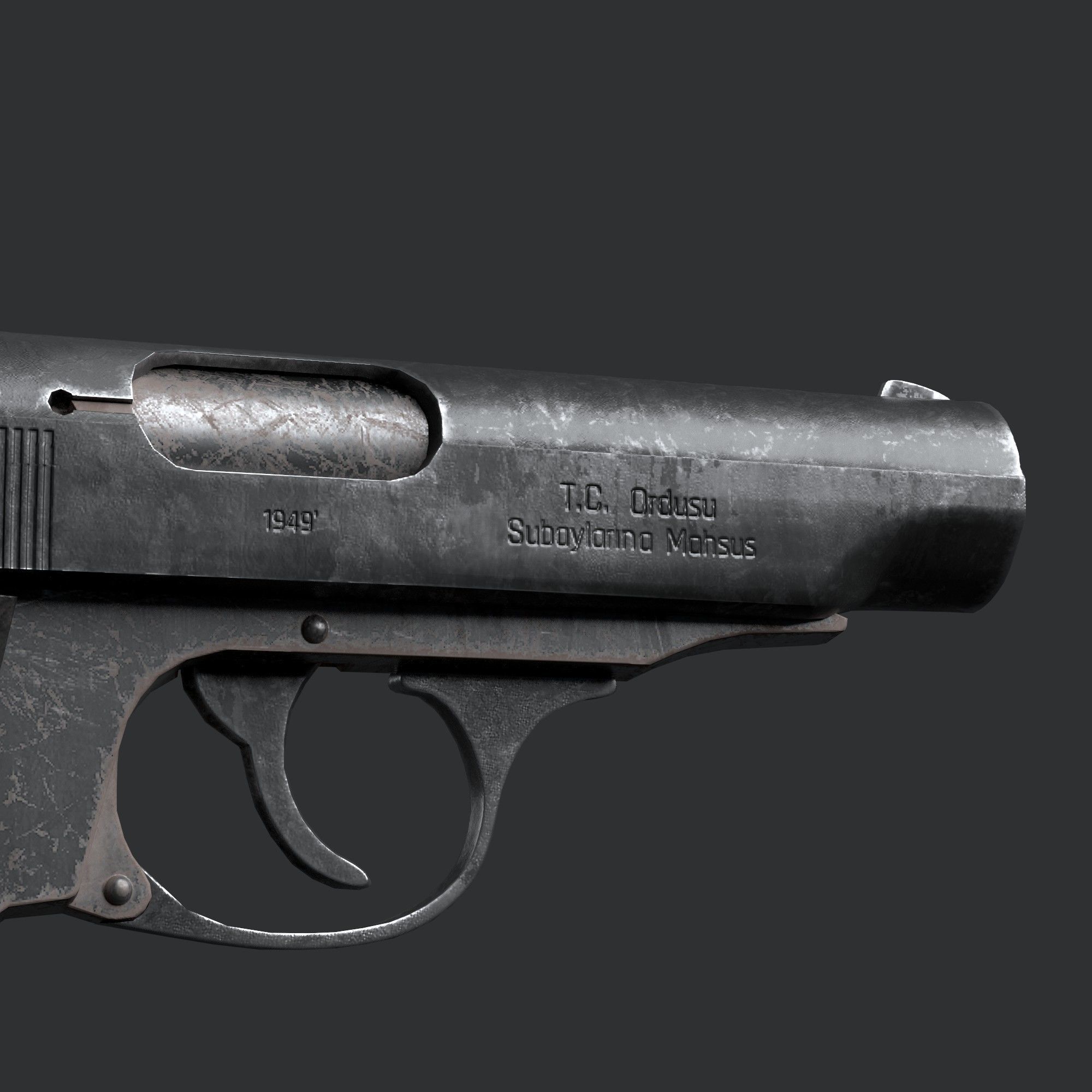Turkish Pistol Kirikkale  - Rigged - Animated - Gameready Low-poly 3D model_7
