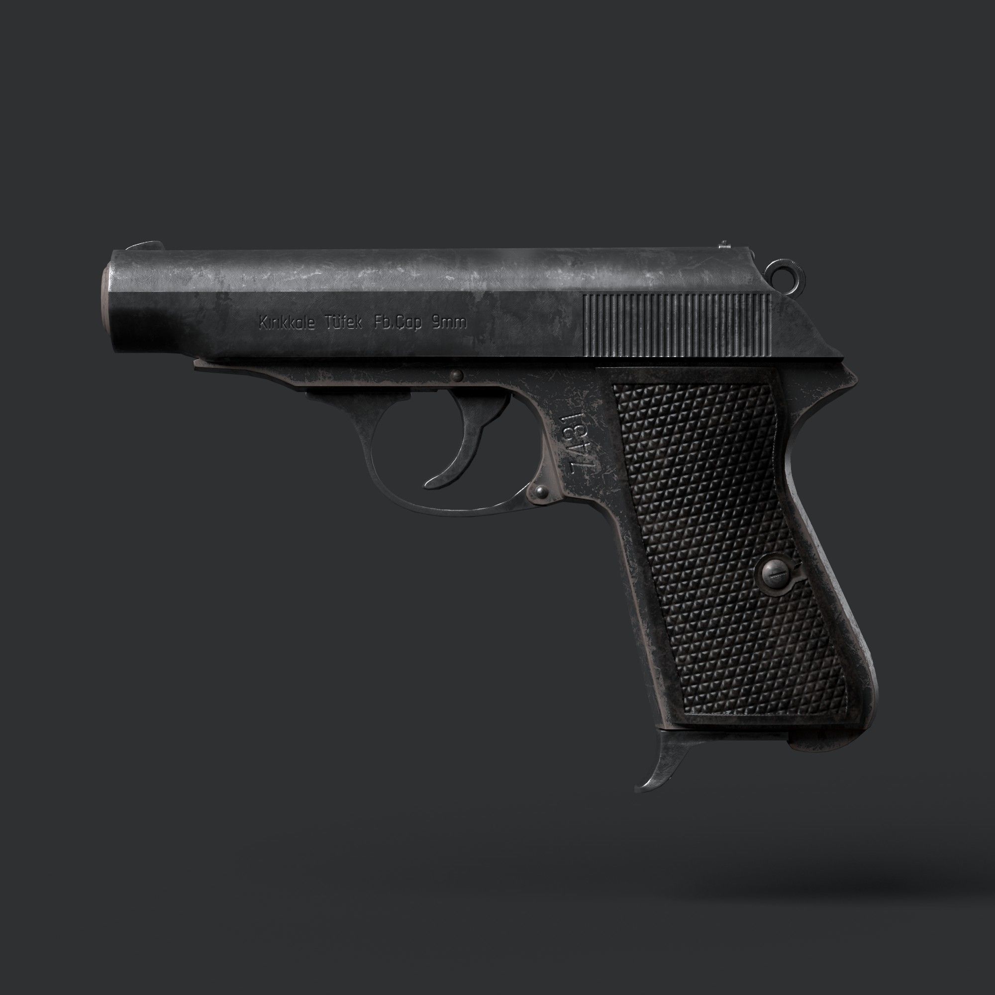 Turkish Pistol Kirikkale  - Rigged - Animated - Gameready Low-poly 3D model_5