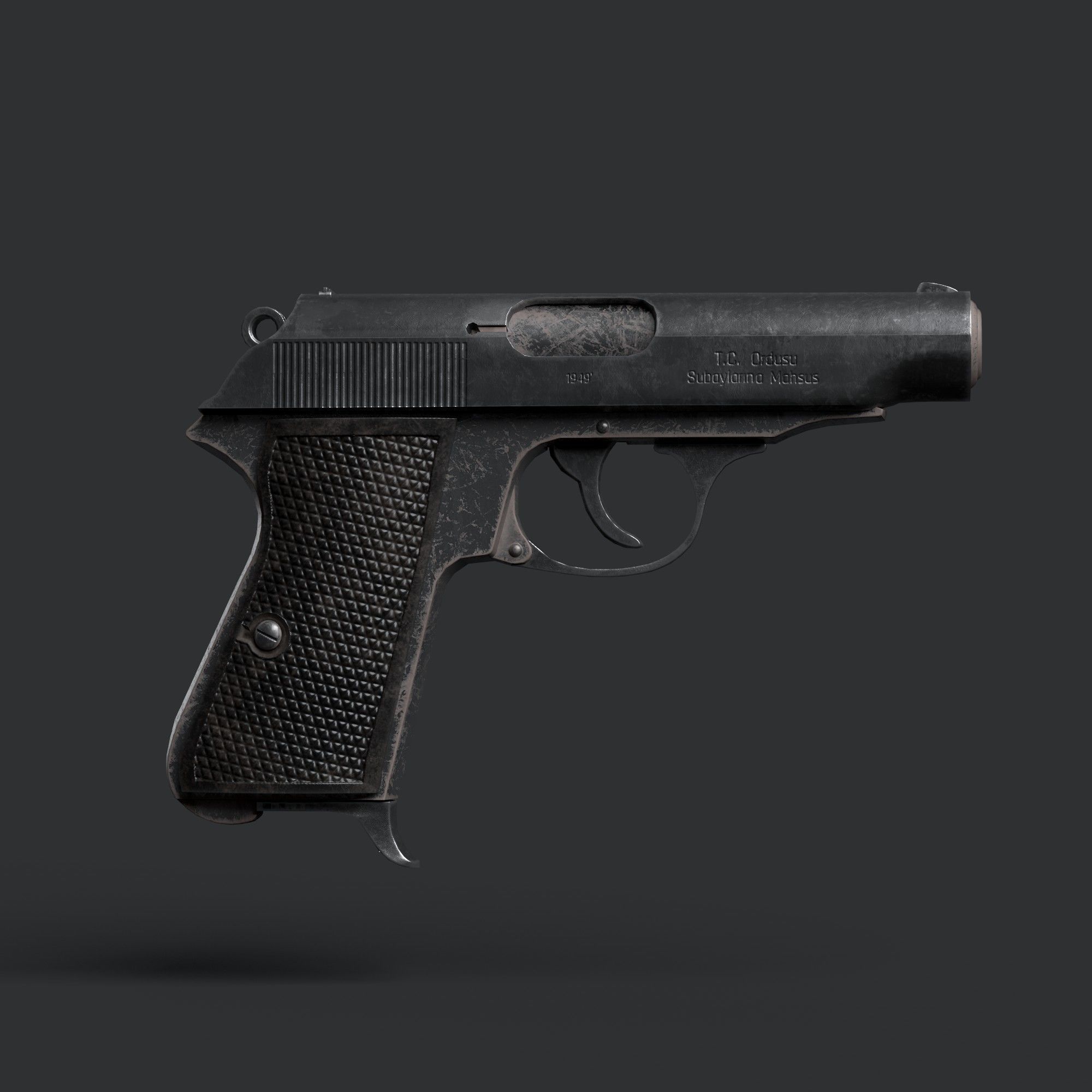 Turkish Pistol Kirikkale  - Rigged - Animated - Gameready Low-poly 3D model_2