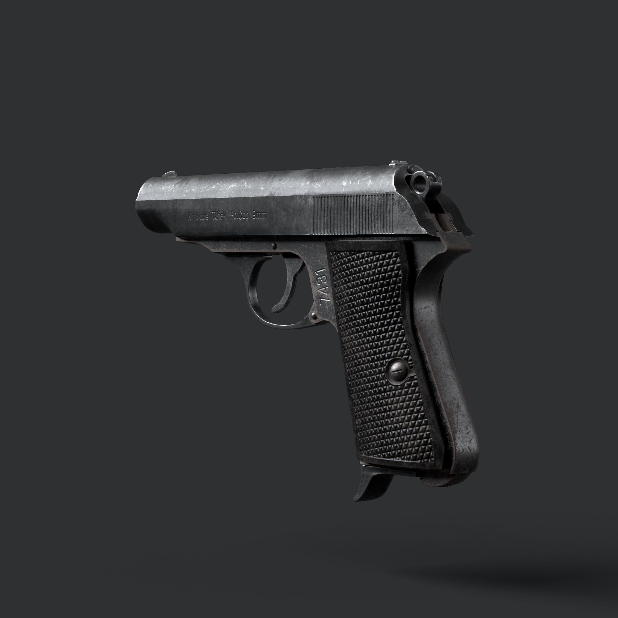 Turkish Pistol Kirikkale  - Rigged - Animated - Gameready Low-poly 3D model_4