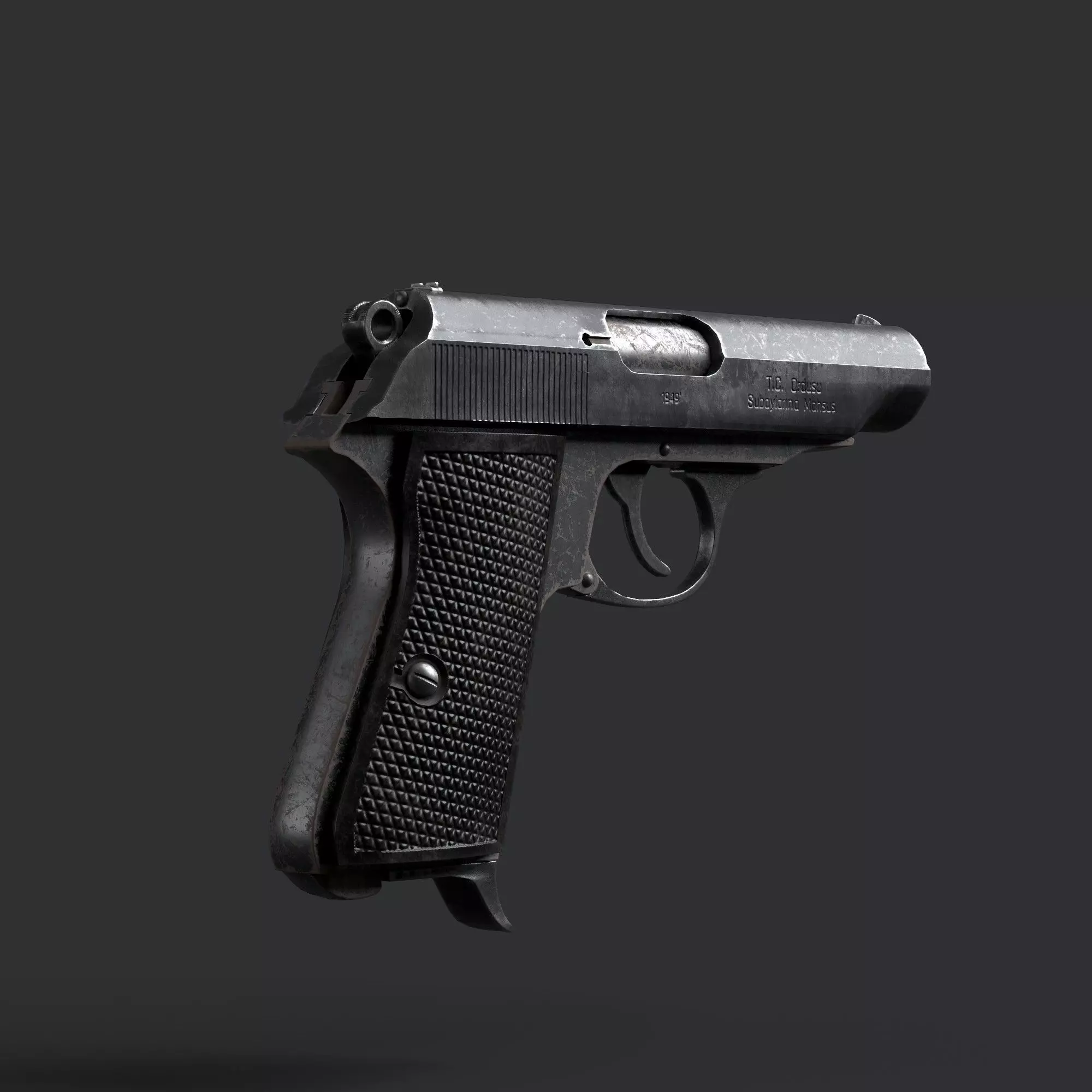 Turkish Pistol Kirikkale  - Rigged - Animated - Gameready Low-poly 3D model_0
