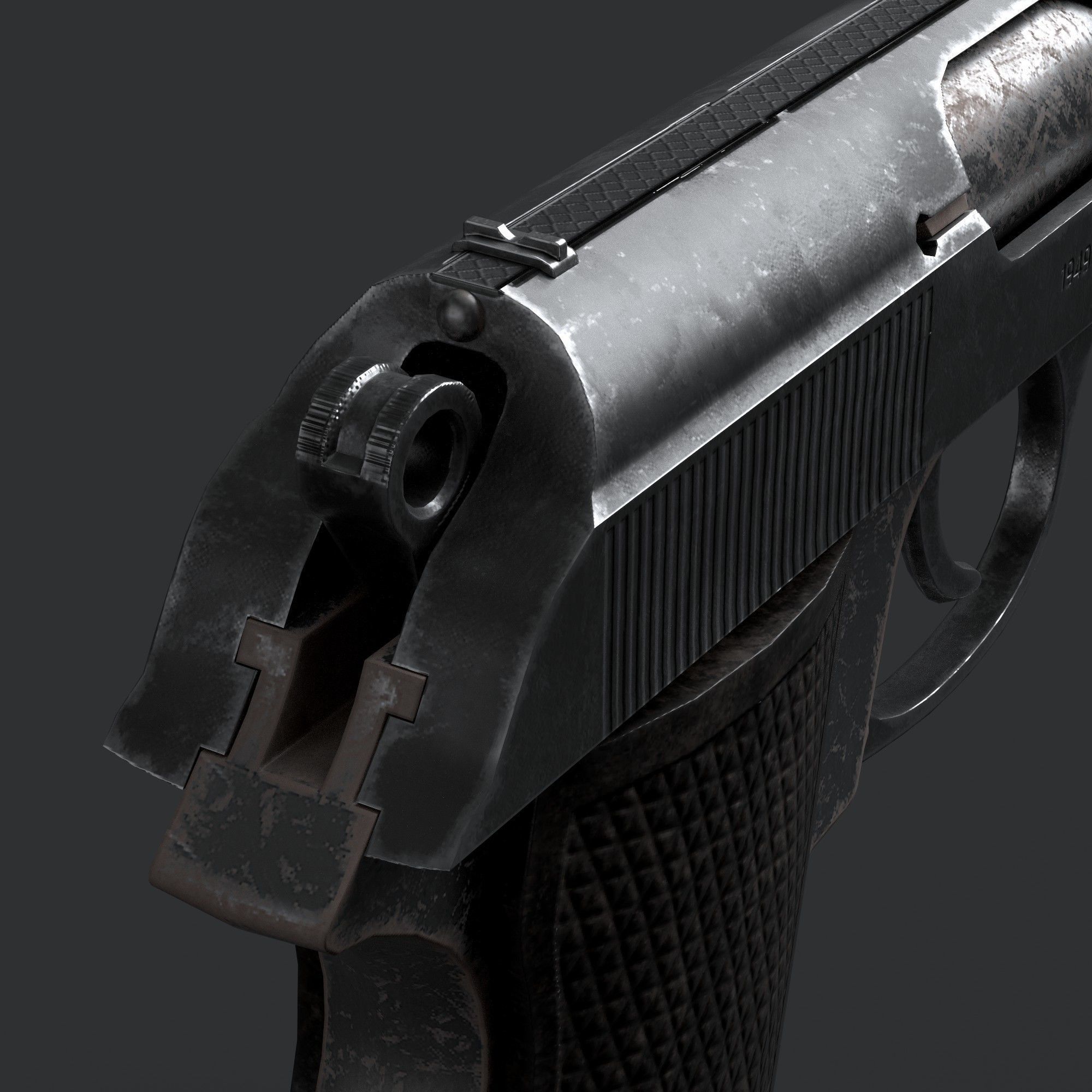 Turkish Pistol Kirikkale  - Rigged - Animated - Gameready Low-poly 3D model_8