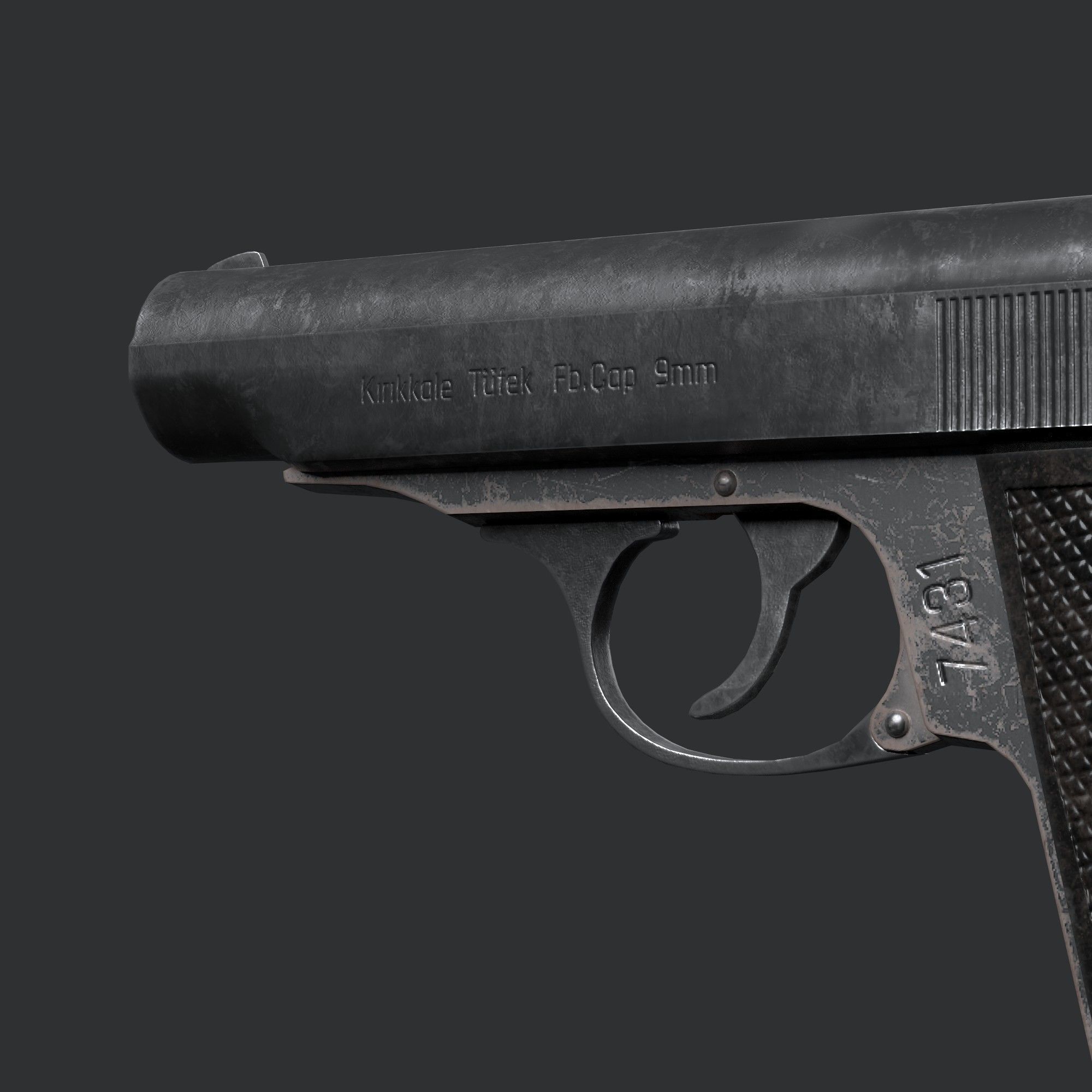 Turkish Pistol Kirikkale  - Rigged - Animated - Gameready Low-poly 3D model_6