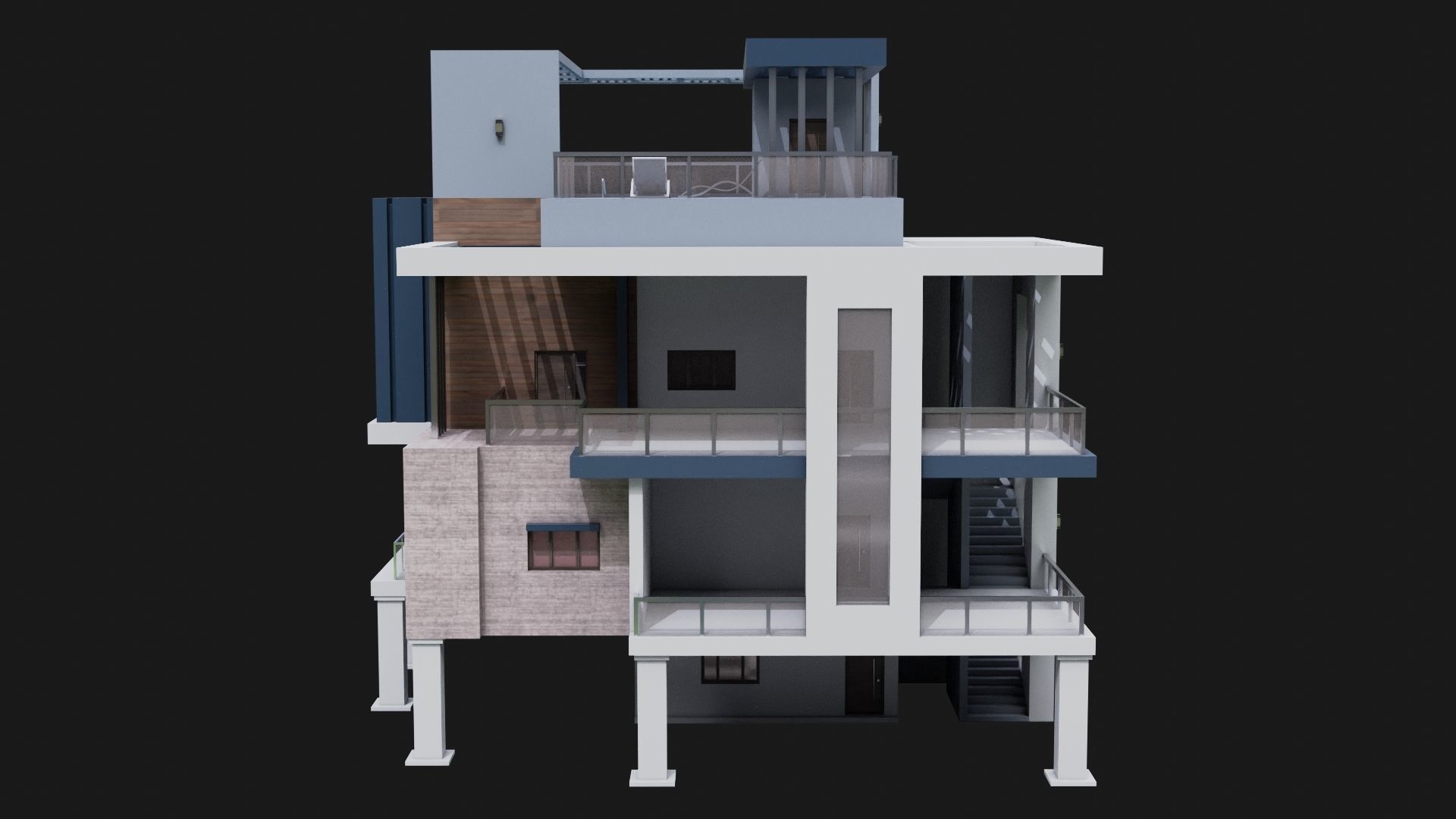 Modern House 02 All PBR Unity UE Textures Included Low-poly 3D model_2