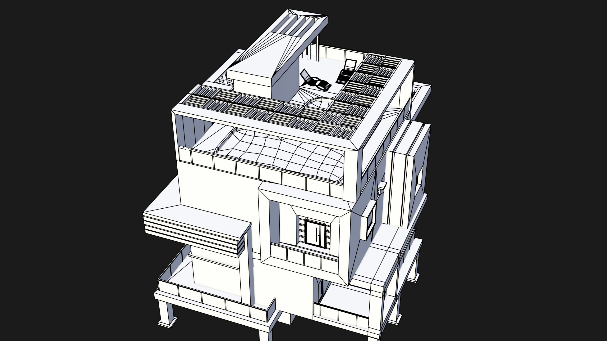 Modern House 02 All PBR Unity UE Textures Included Low-poly 3D model_29