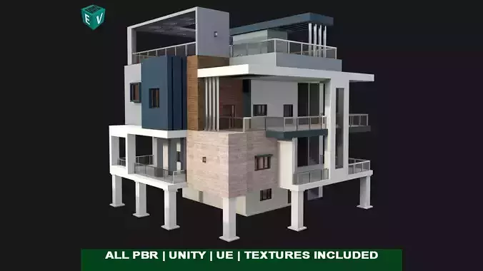 Modern House 02 All PBR Unity UE Textures Included
