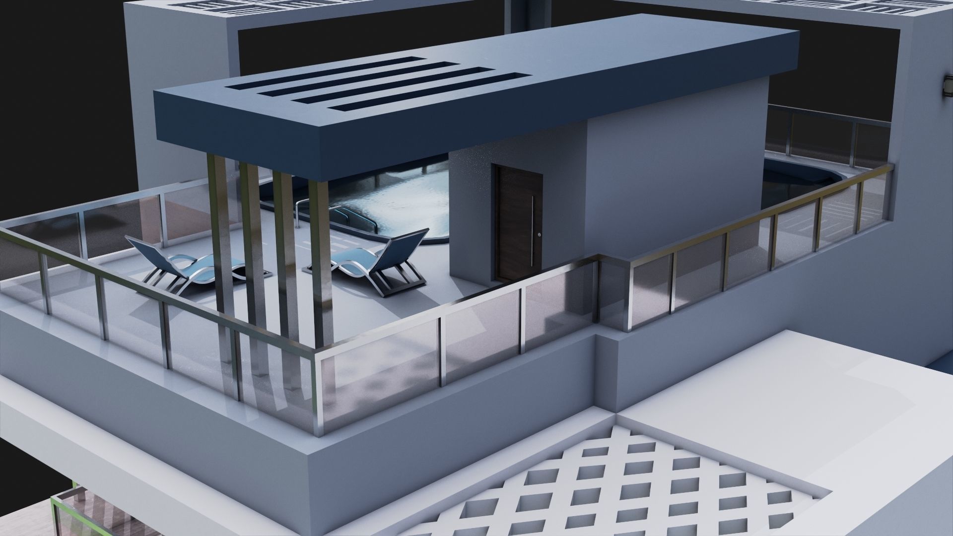 Modern House 02 All PBR Unity UE Textures Included Low-poly 3D model_9