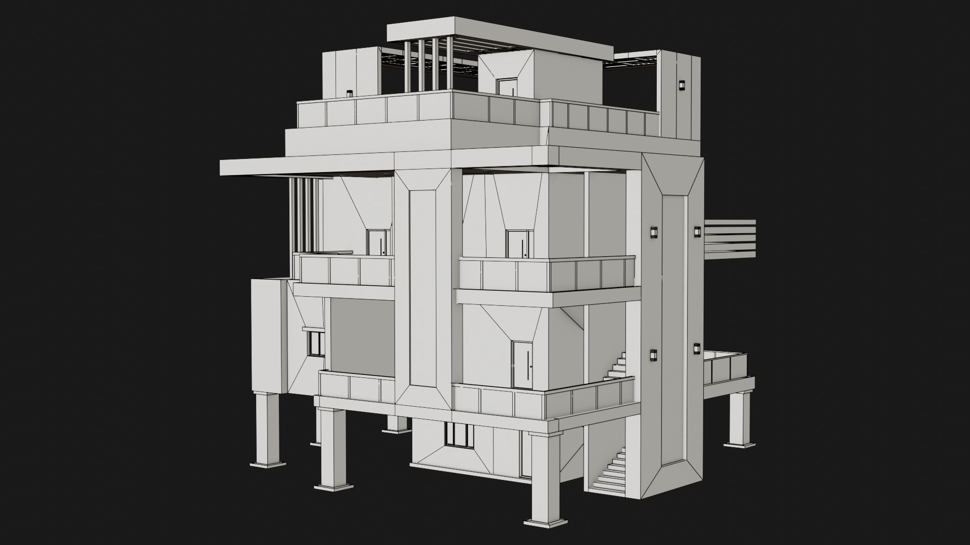 Modern House 02 All PBR Unity UE Textures Included Low-poly 3D model_23