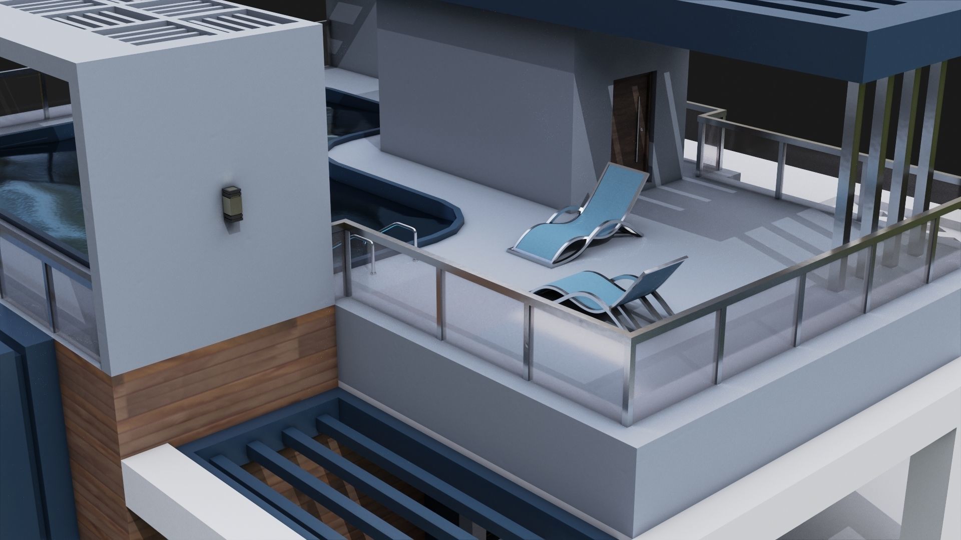 Modern House 02 All PBR Unity UE Textures Included Low-poly 3D model_8