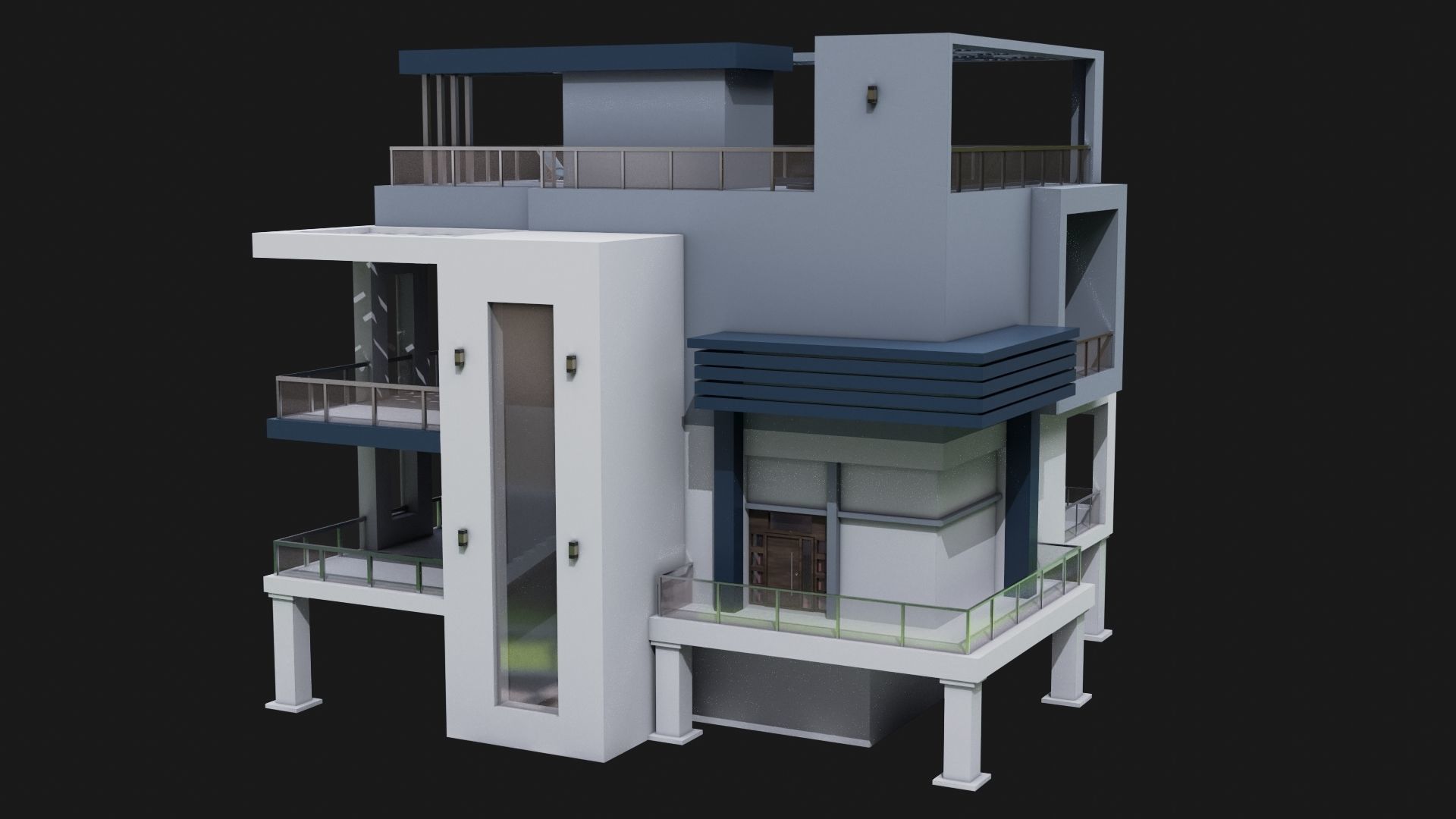 Modern House 02 All PBR Unity UE Textures Included Low-poly 3D model_5