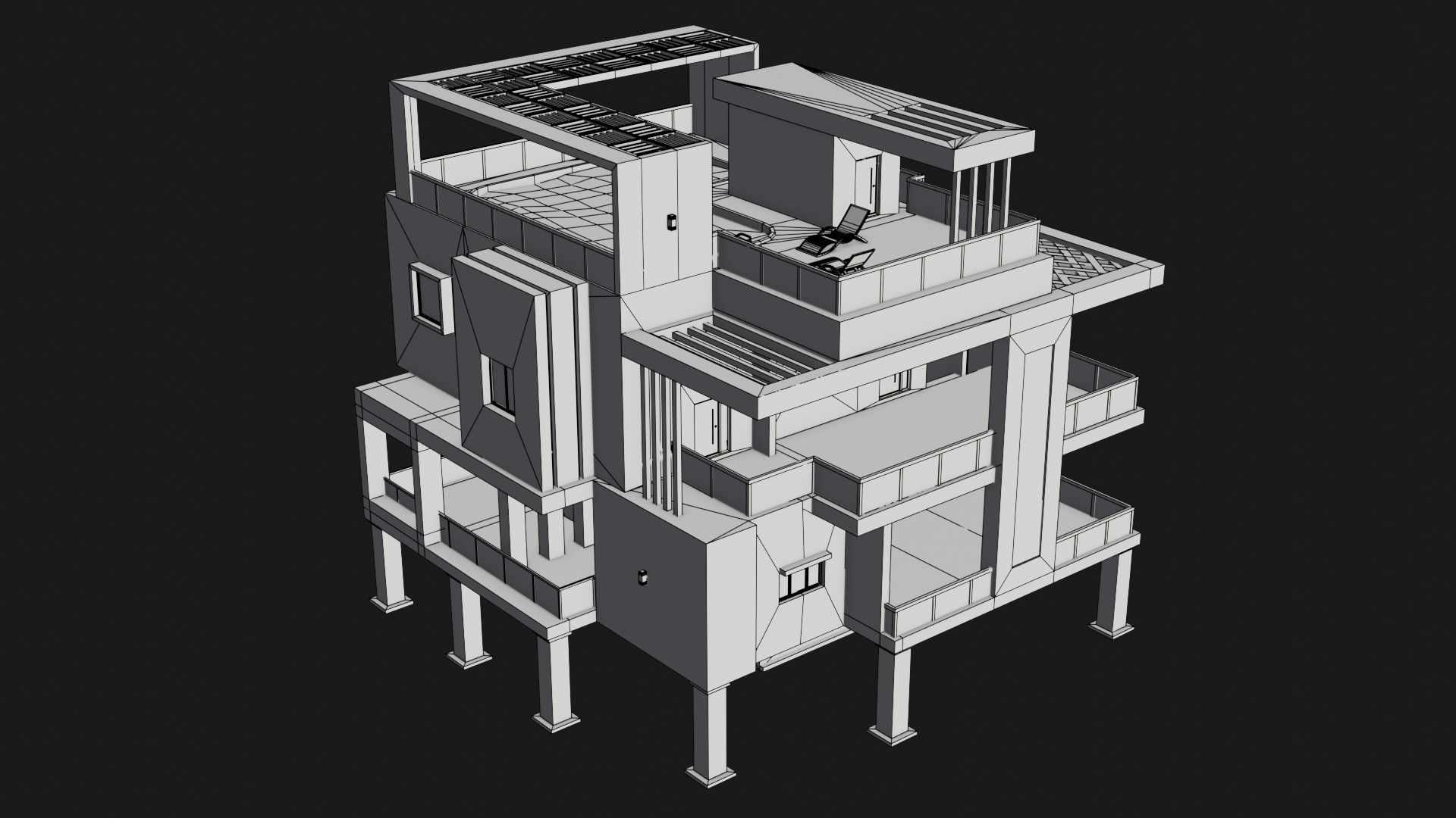 Modern House 02 All PBR Unity UE Textures Included Low-poly 3D model_22