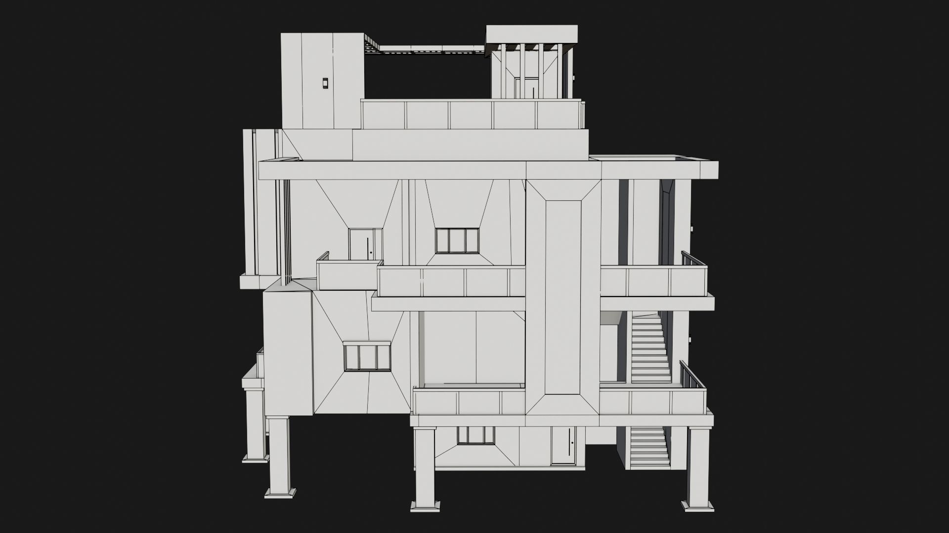 Modern House 02 All PBR Unity UE Textures Included Low-poly 3D model_20