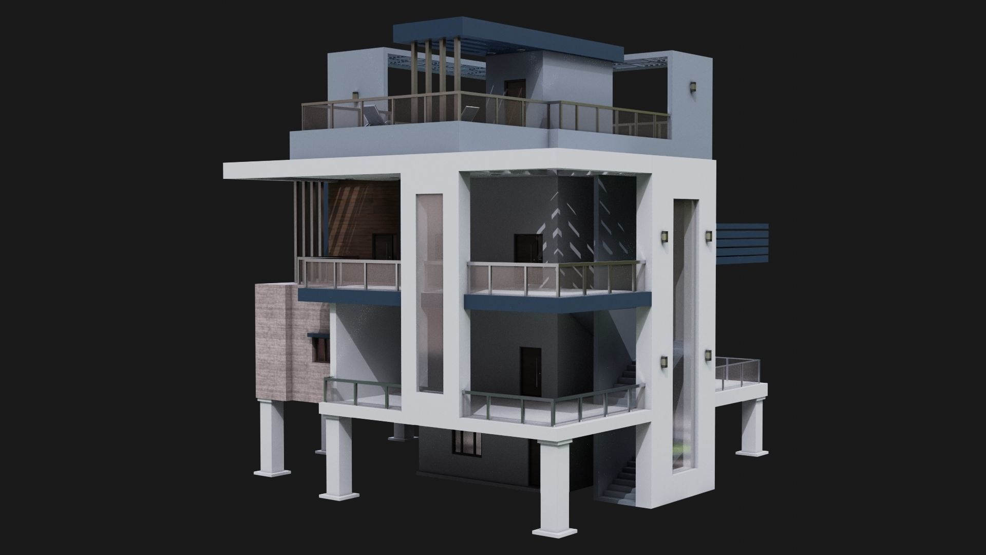 Modern House 02 All PBR Unity UE Textures Included Low-poly 3D model_6