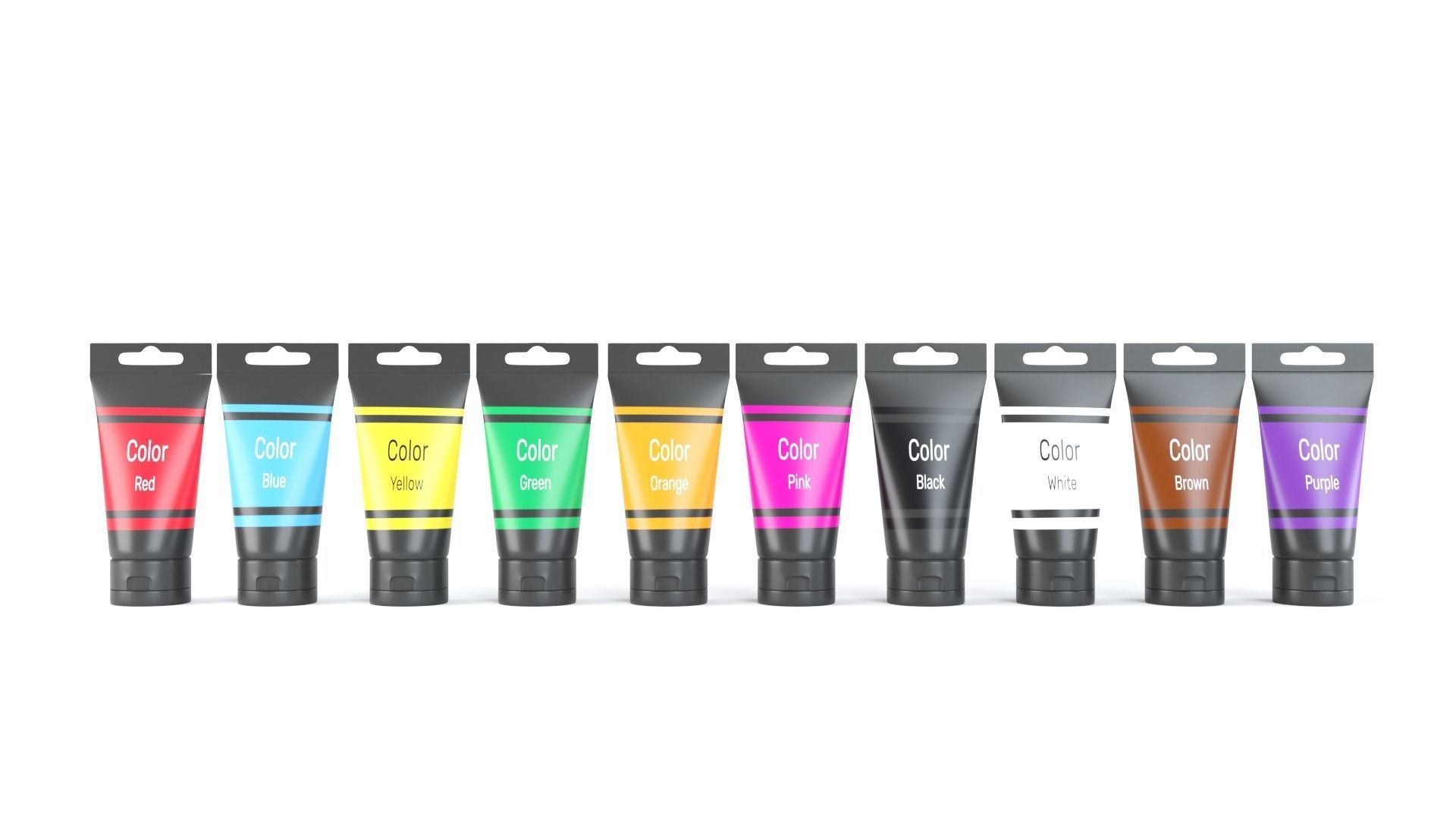 Acrylic Paint Pot Colors 3D model_1