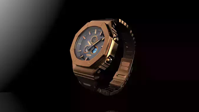 Golden realistic watch
