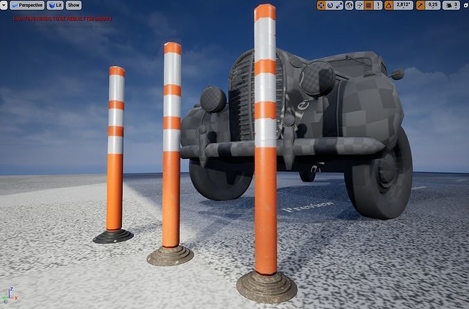 Plastic road bollard  Low-poly 3D model 5