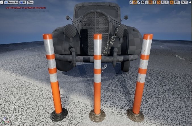Plastic road bollard  Low-poly 3D model 4