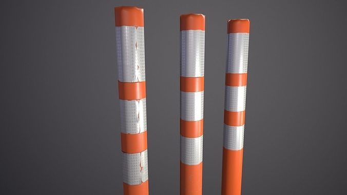 Plastic road bollard  Low-poly 3D model 7